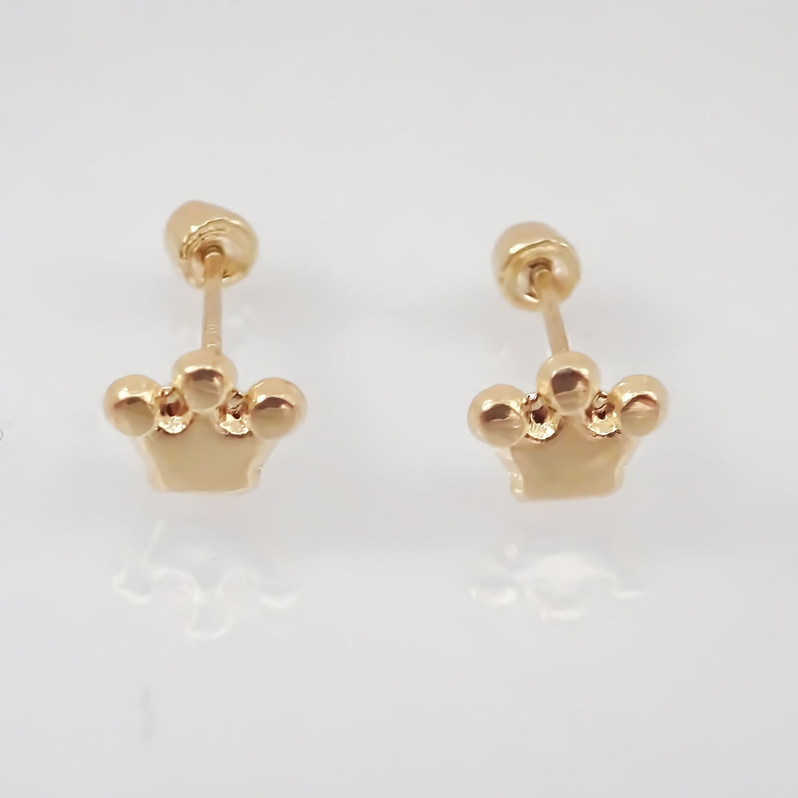 Amor Eterno - Broqueles Coronita Bebé / Aretes / Oro 10k