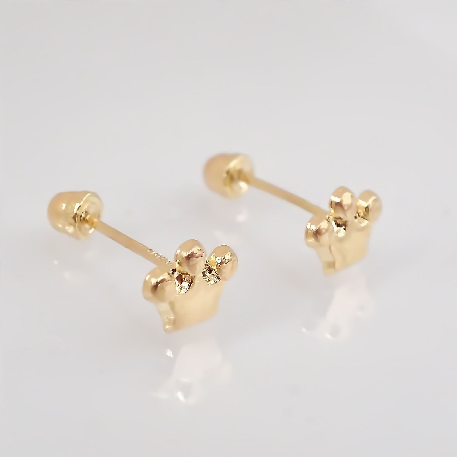 Amor Eterno - Broqueles Coronita Bebé / Aretes / Oro 10k