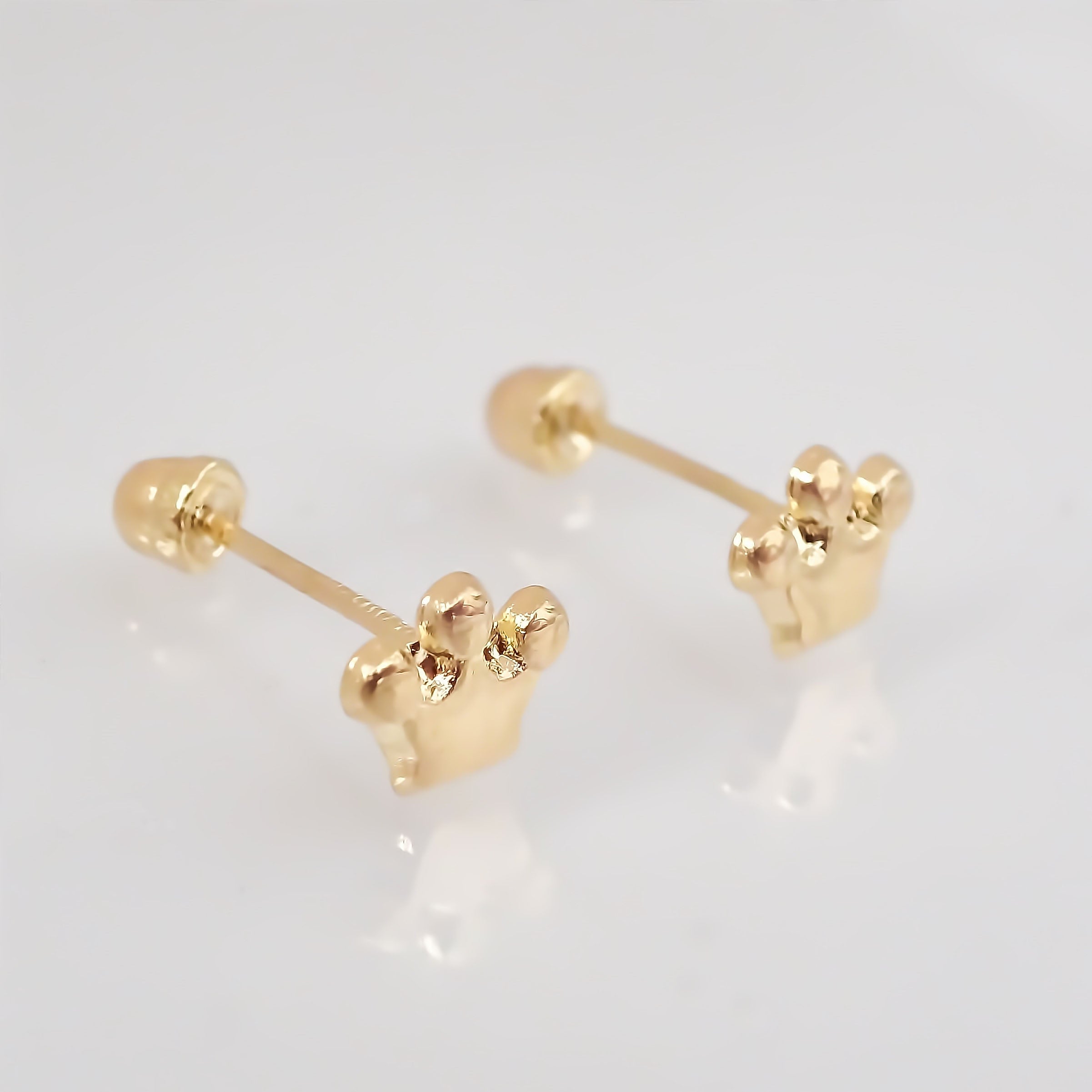 Amor Eterno - Broqueles Coronita Bebé / Aretes / Oro 10k