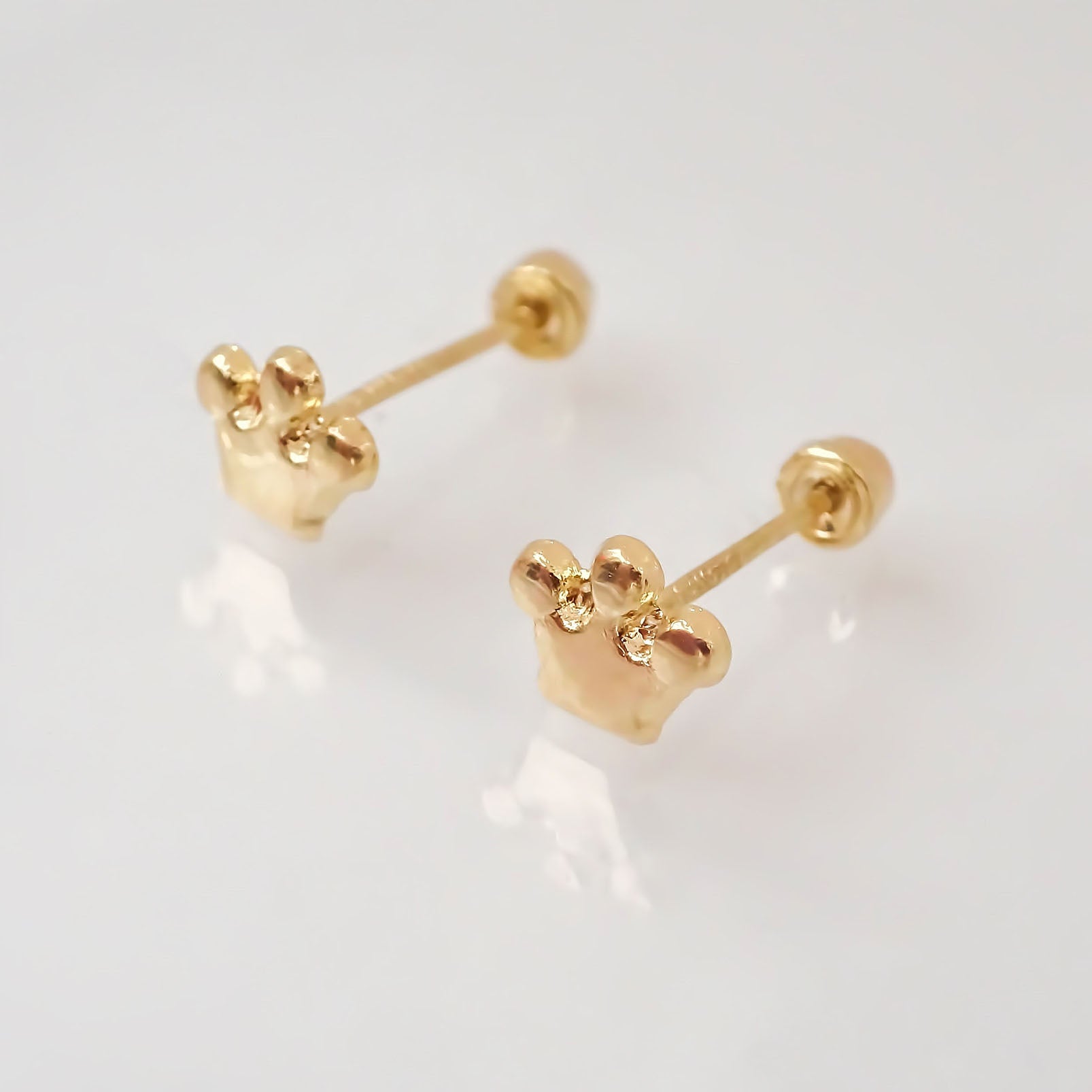 Amor Eterno - Broqueles Coronita Bebé / Aretes / Oro 10k