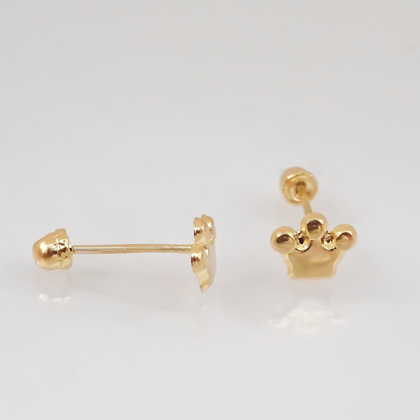 Amor Eterno - Broqueles Coronita Bebé / Aretes / Oro 10k