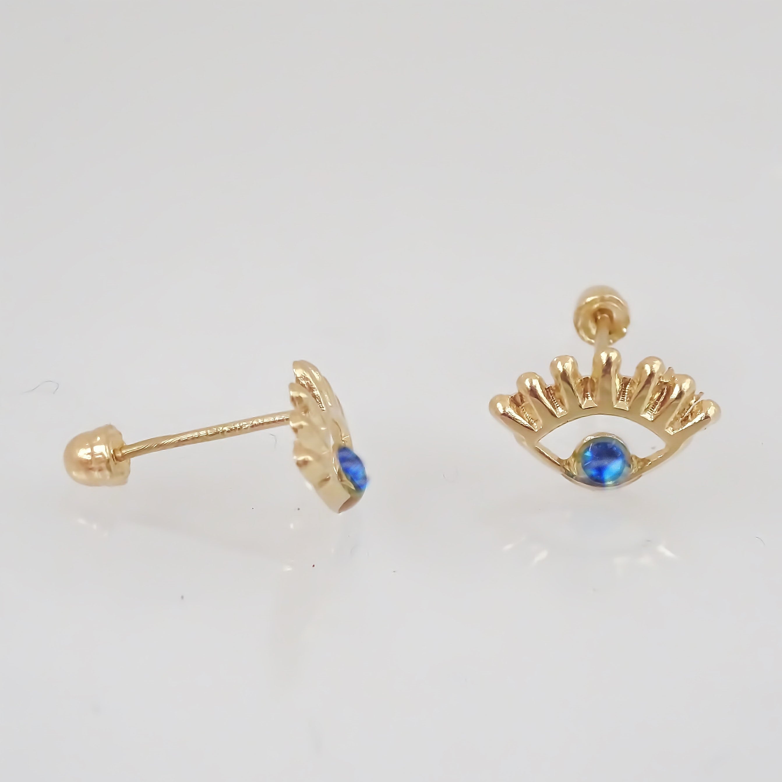 Amor Eterno - Broqueles / Ojo Turco Resaque Aretes Azul / Oro 10k