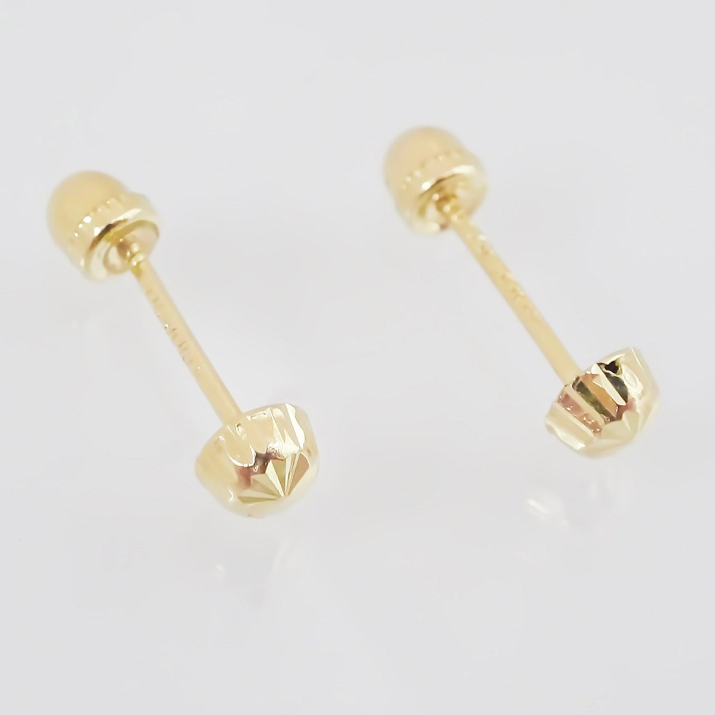 Amor Eterno - Broqueles Hongo Diamantado Bebé Aretes Oro 10k