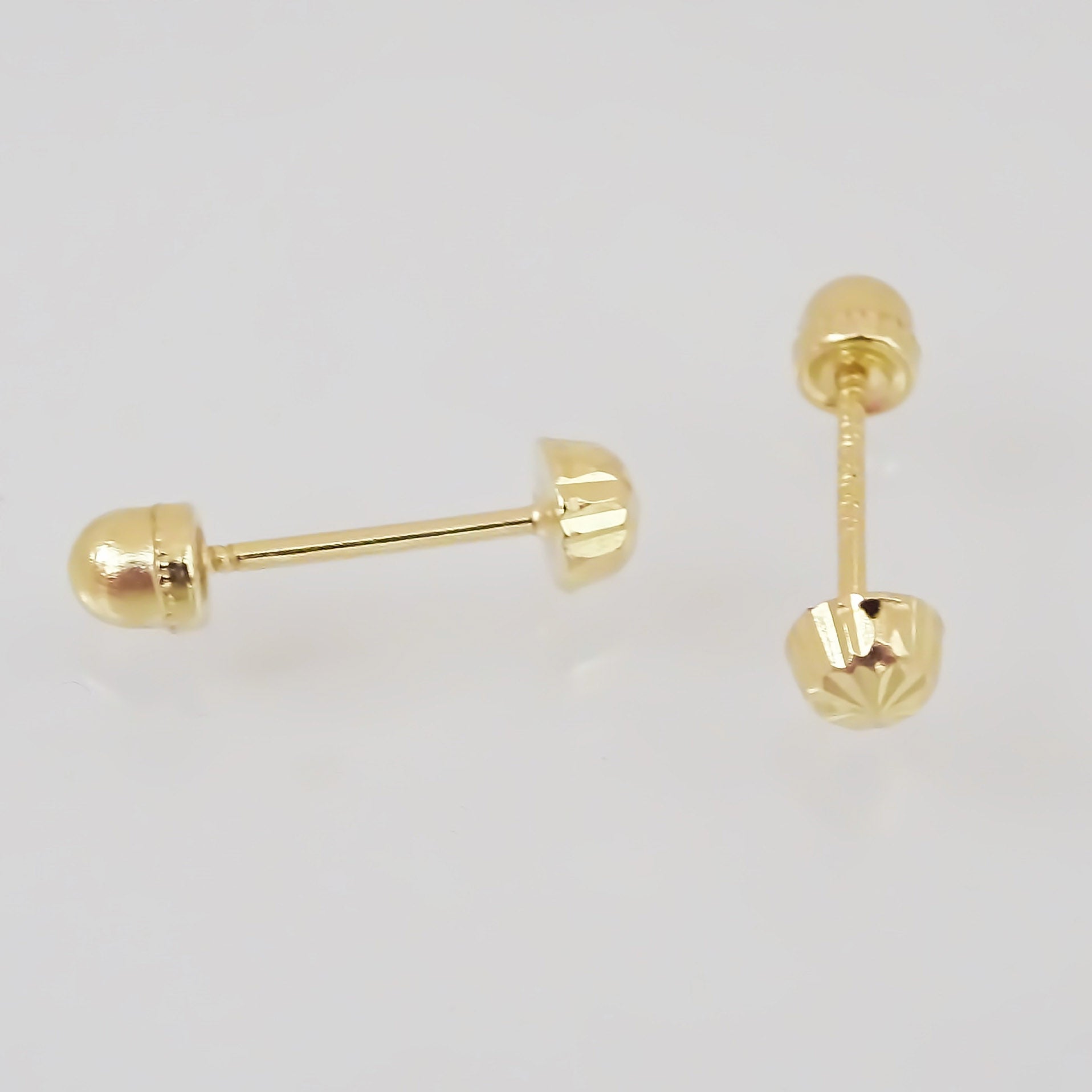 Amor Eterno - Broqueles Hongo Diamantado Bebé Aretes Oro 10k