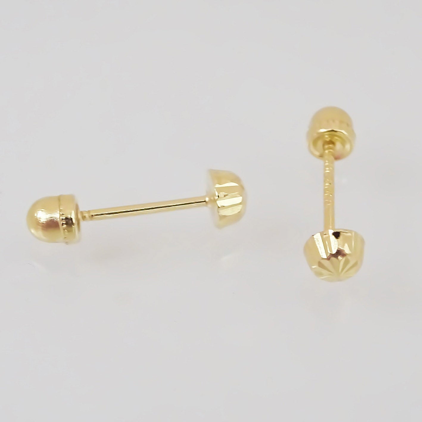 Amor Eterno - Broqueles Hongo Diamantado Bebé Aretes Oro 10k
