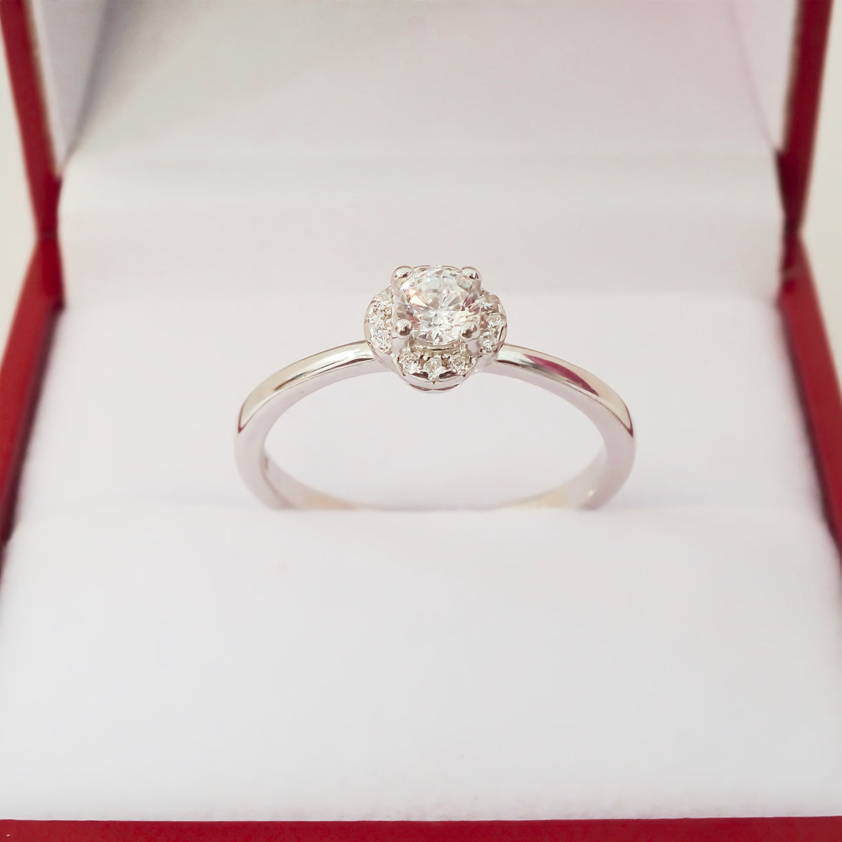 Amor Eterno - Anillo Promesa / Celeste / Plata Con Oro 24k /Blanco 6