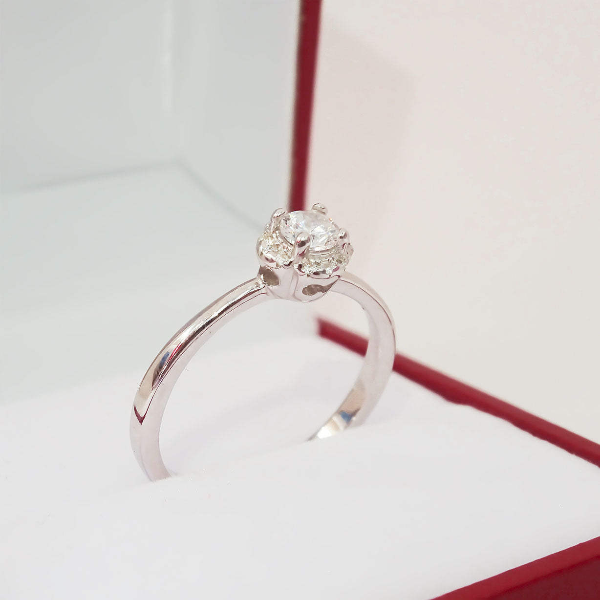 Amor Eterno - Anillo Promesa / Celeste / Plata Con Oro 24k /Blanco 6.5