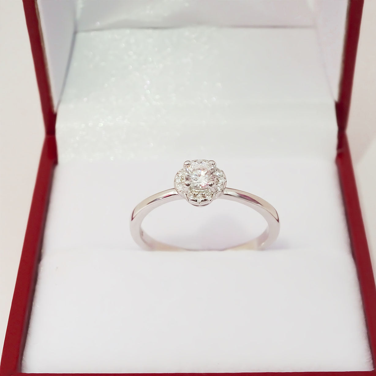 Amor Eterno - Anillo Promesa / Celeste / Plata Con Oro 24k /Blanco 6.5