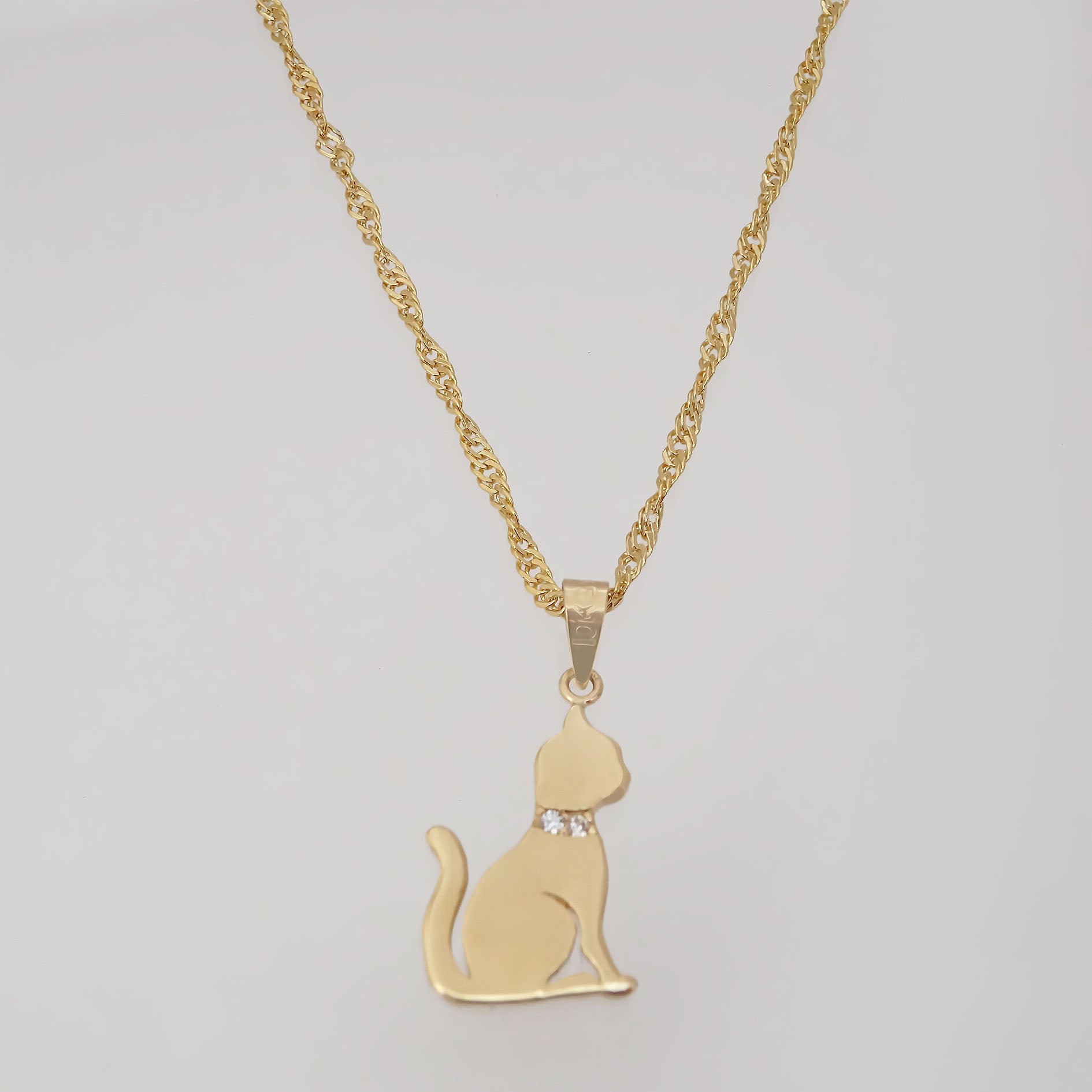 Amor Eterno - Dije Gato Oro 10k Solido + Cadena Regalo