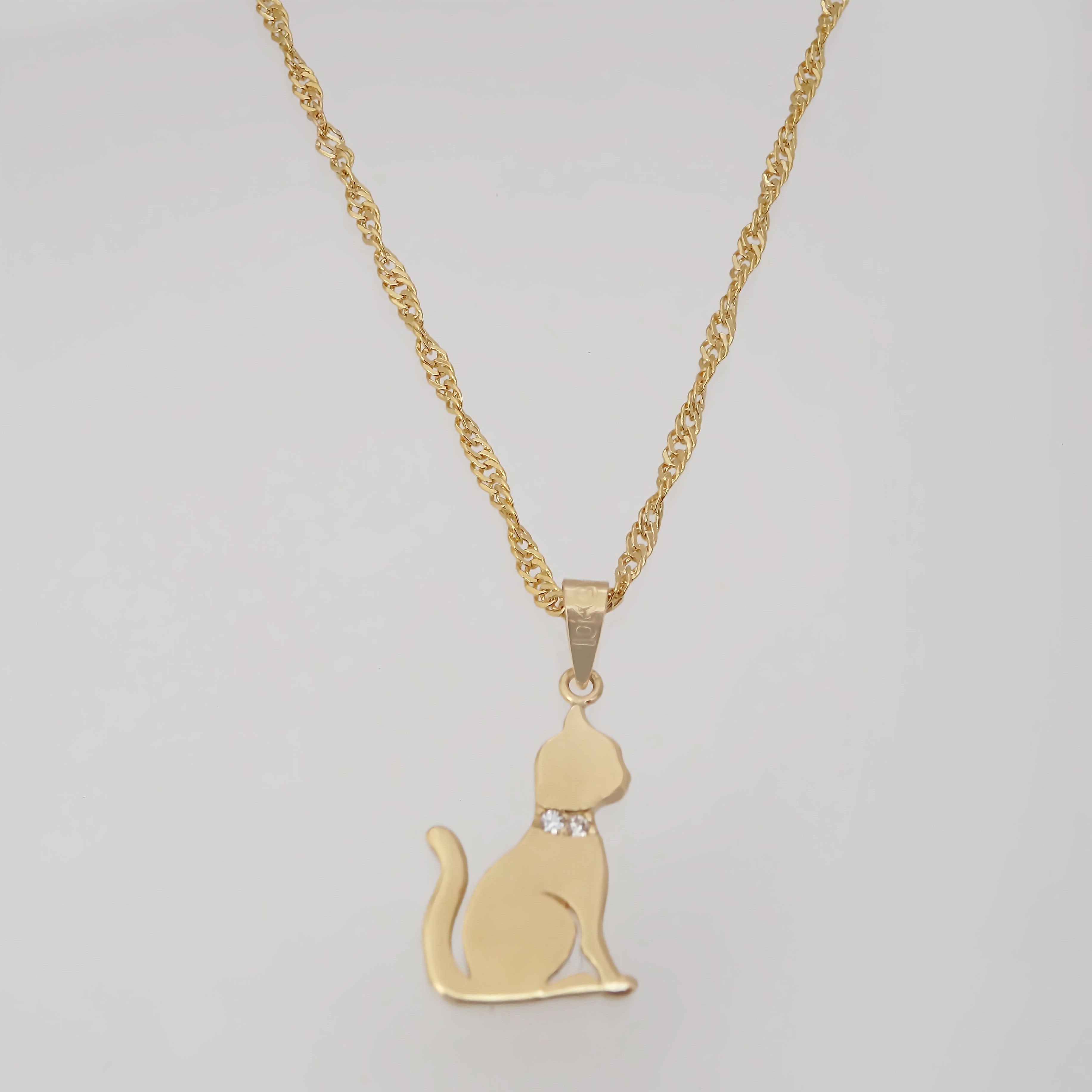 Amor Eterno - Dije Gato Oro 10k Solido + Cadena Regalo