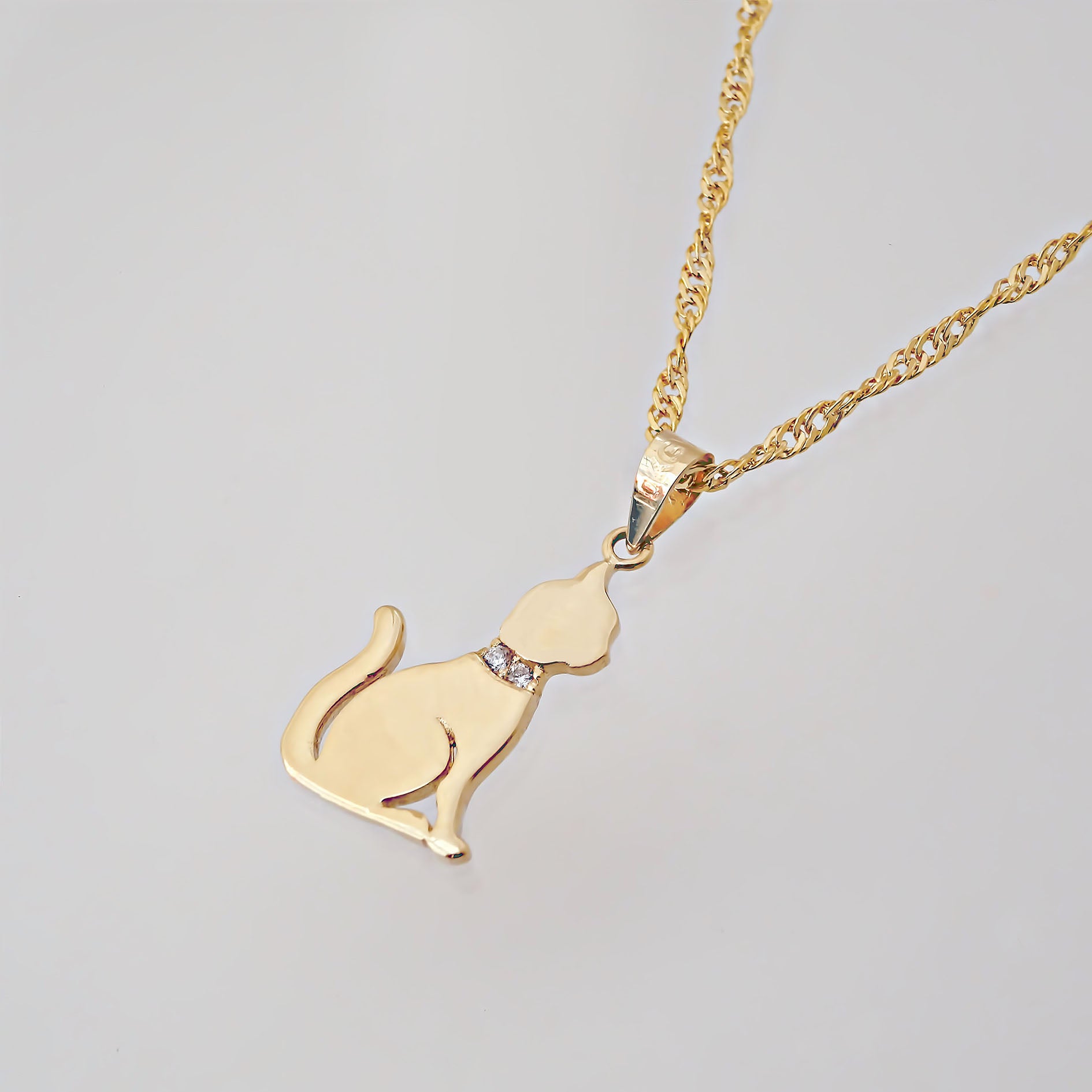 Amor Eterno - Dije Gato Oro 14k Solido + Cadena Regalo