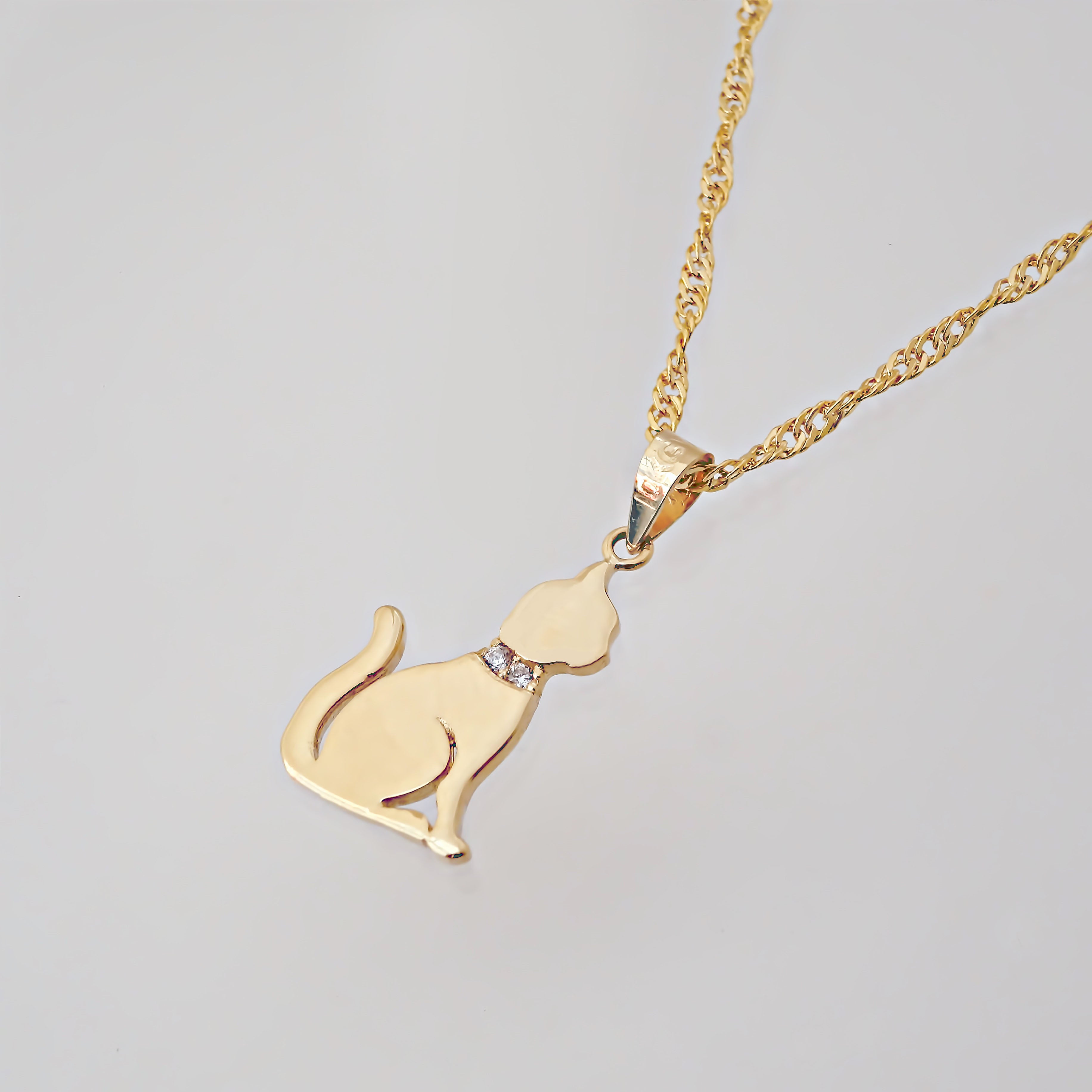 Amor Eterno - Dije Gato Oro 14k Solido + Cadena Regalo