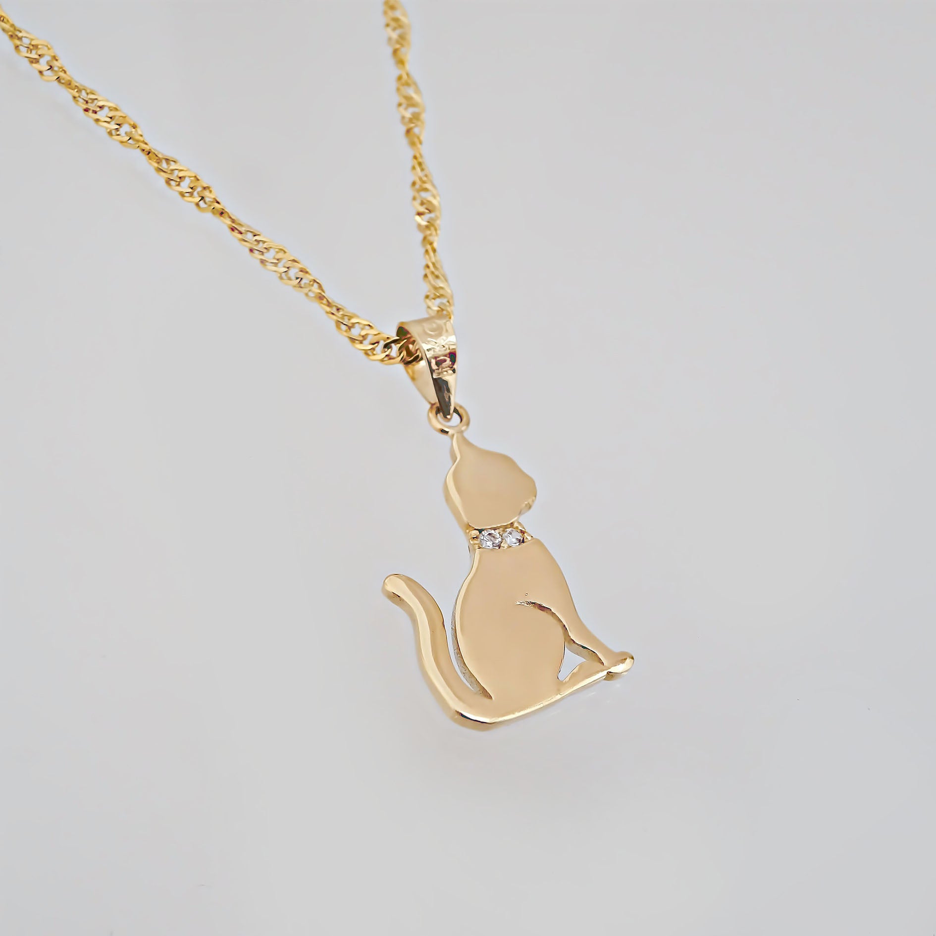 Amor Eterno - Dije Gato Oro 14k Solido + Cadena Regalo