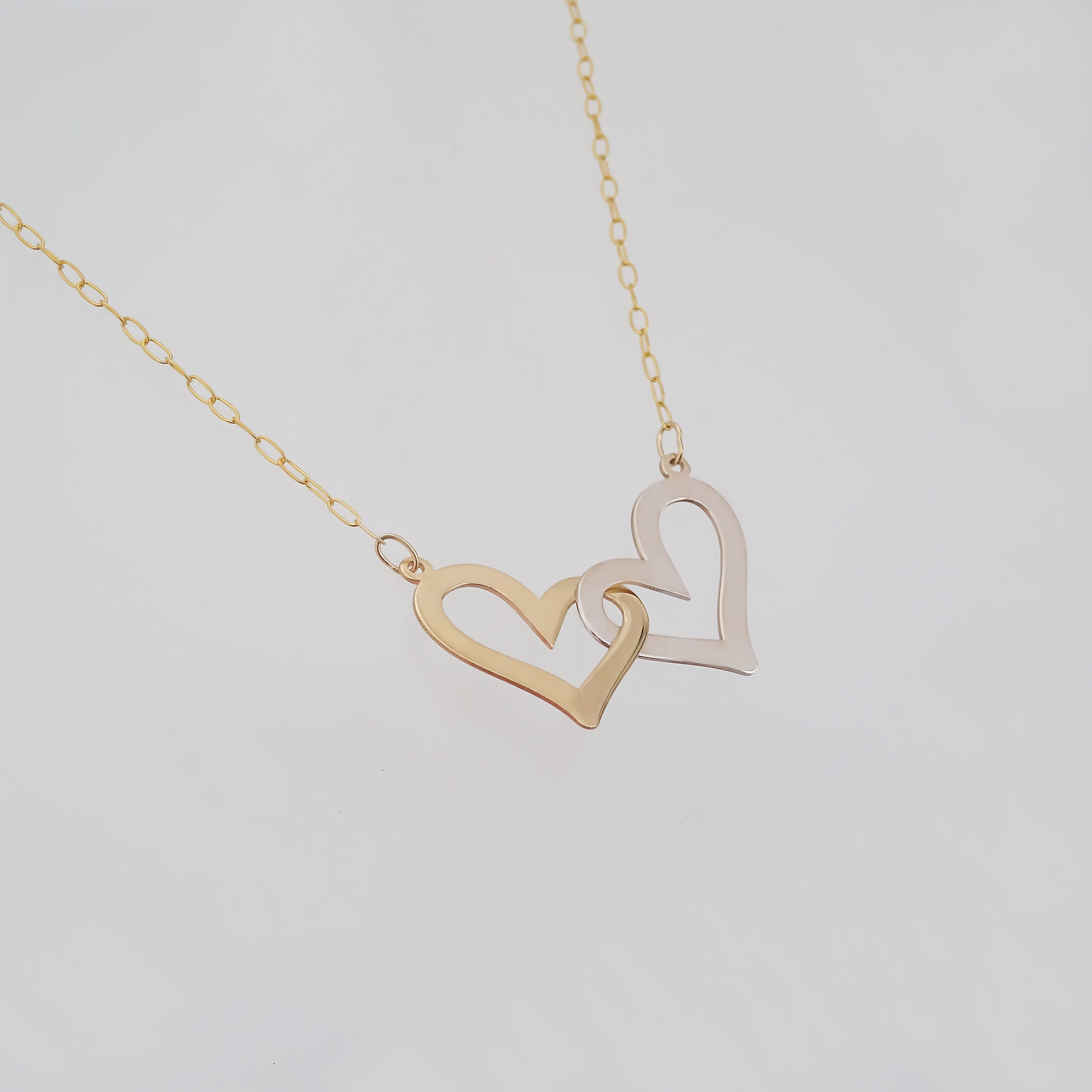 Amor Eterno - Gargantilla Corazones / 2 Oros Sólido 10k