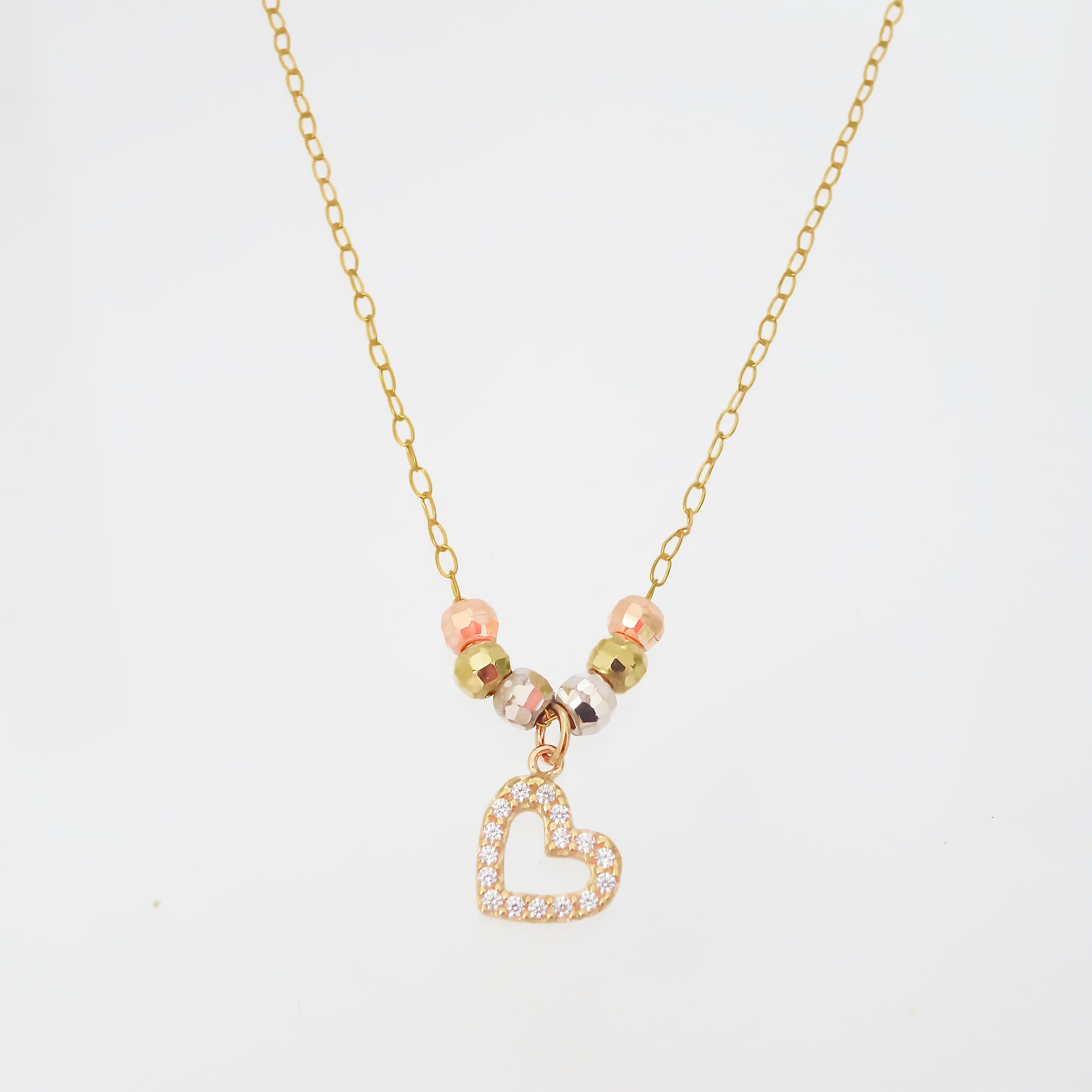 Amor Eterno - Gargantilla / Corazón 3 Oros Sólido 10k