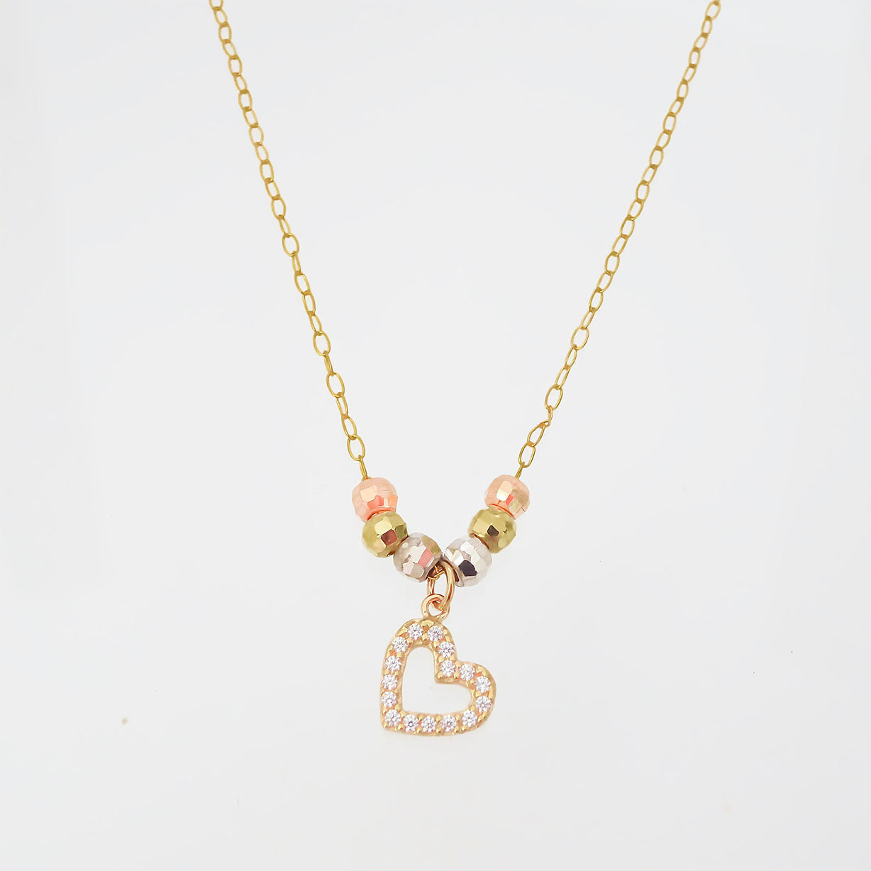 Amor Eterno - Gargantilla / Corazón 3 Oros Sólido 14k