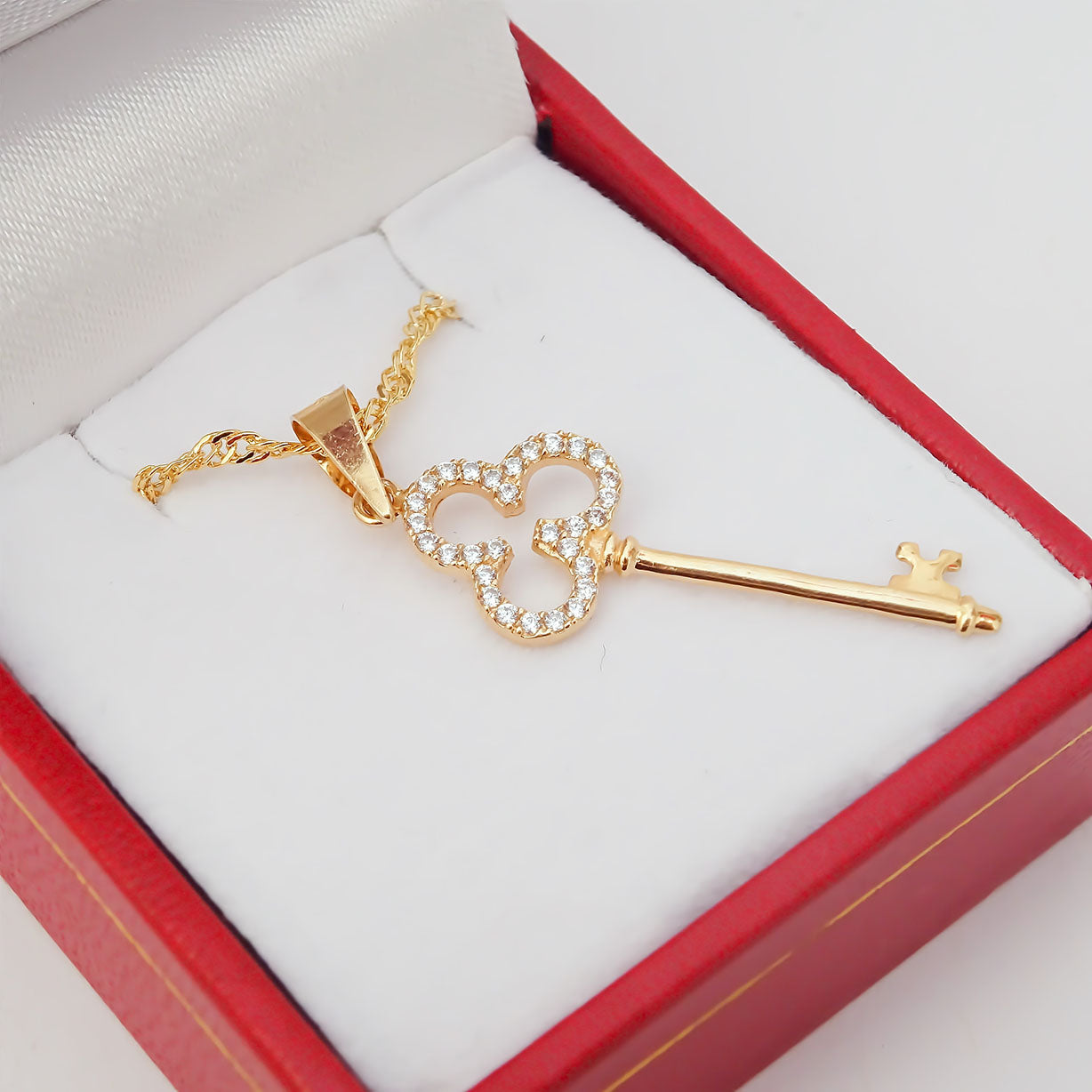 Amor Eterno - Dije Llave Diamante / Oro 10k Solido