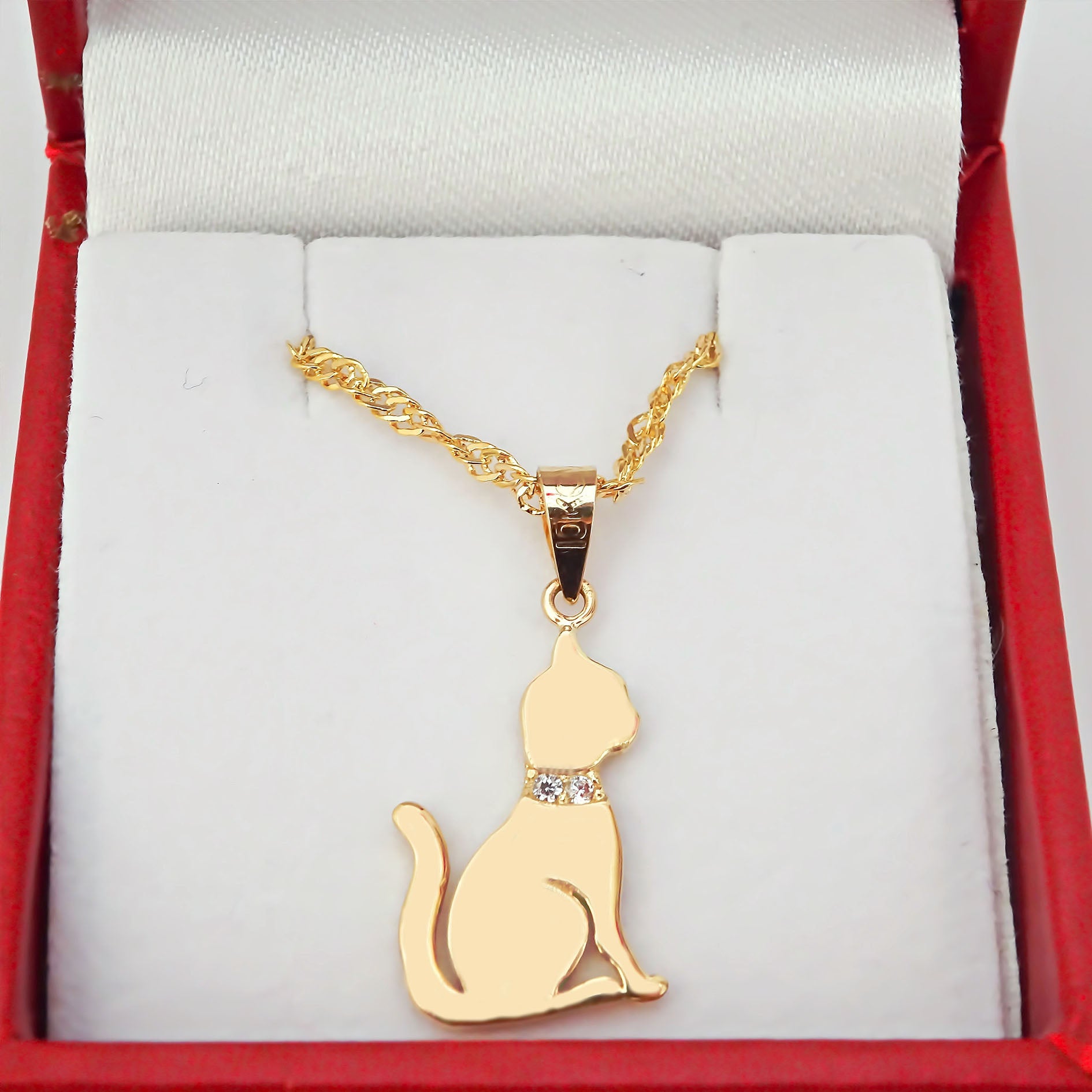 Amor Eterno - Dije Gato Oro 14k Solido + Cadena Regalo