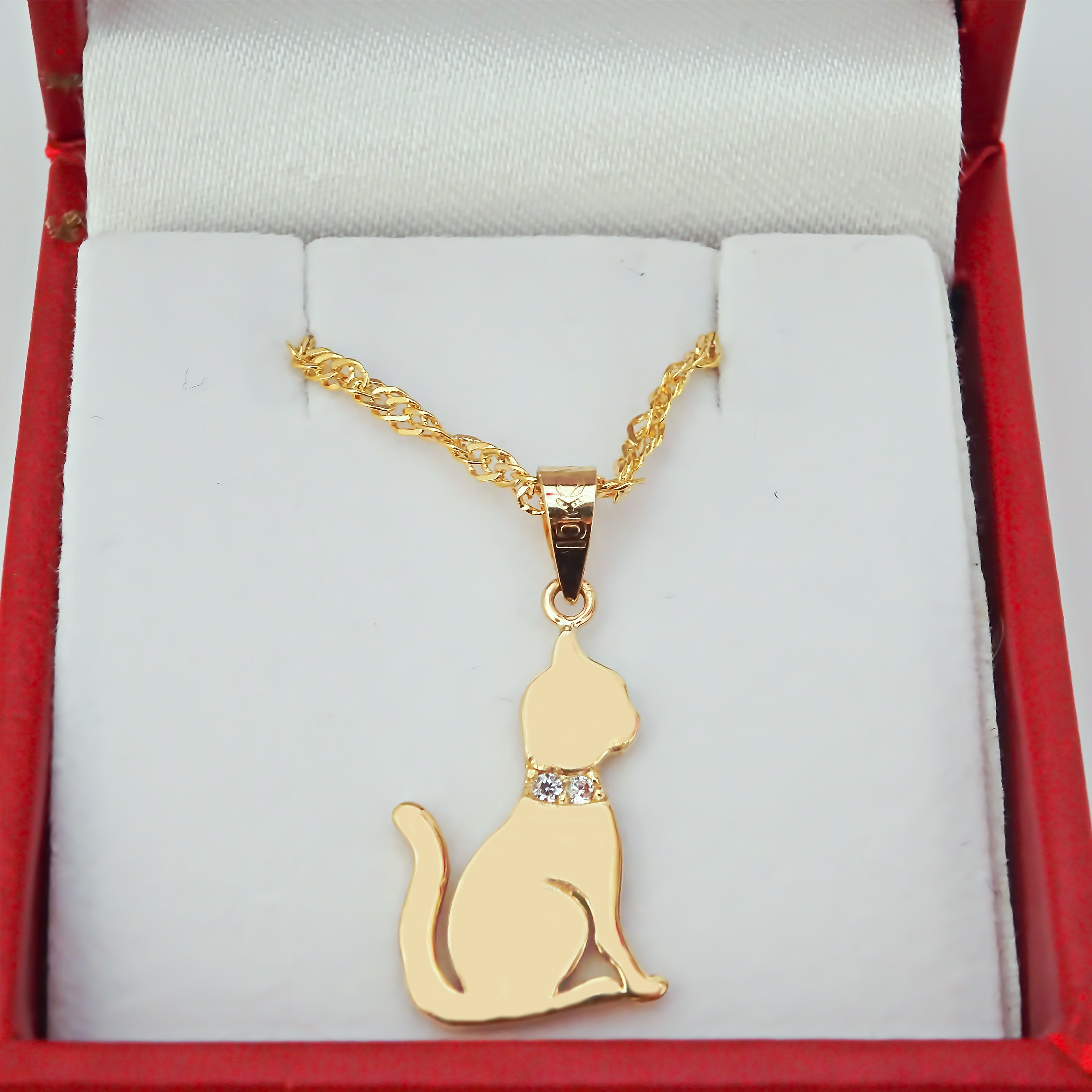 Amor Eterno - Dije Gato Oro 14k Solido + Cadena Regalo