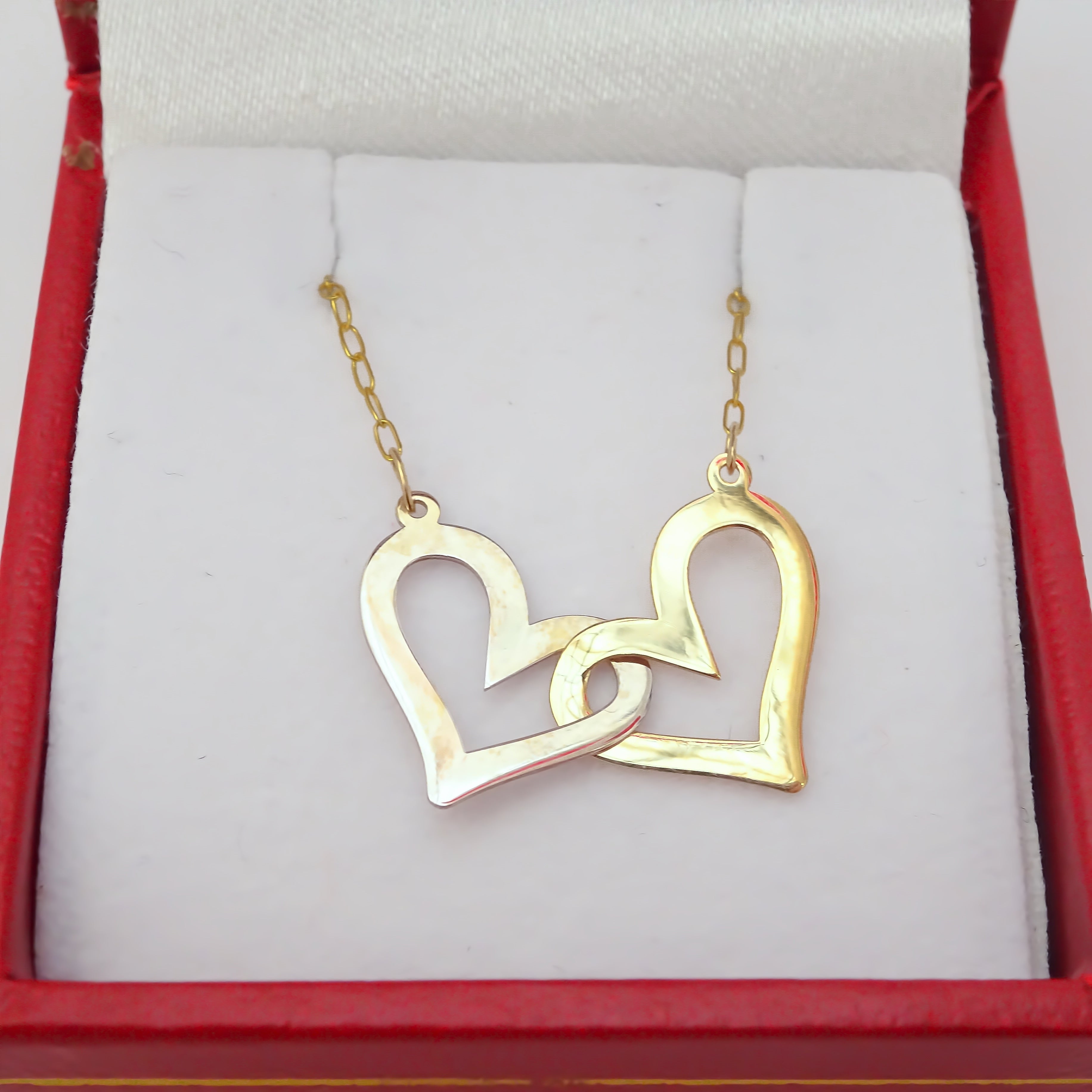 Amor Eterno - Gargantilla Corazones / 2 Oros Sólido 10k