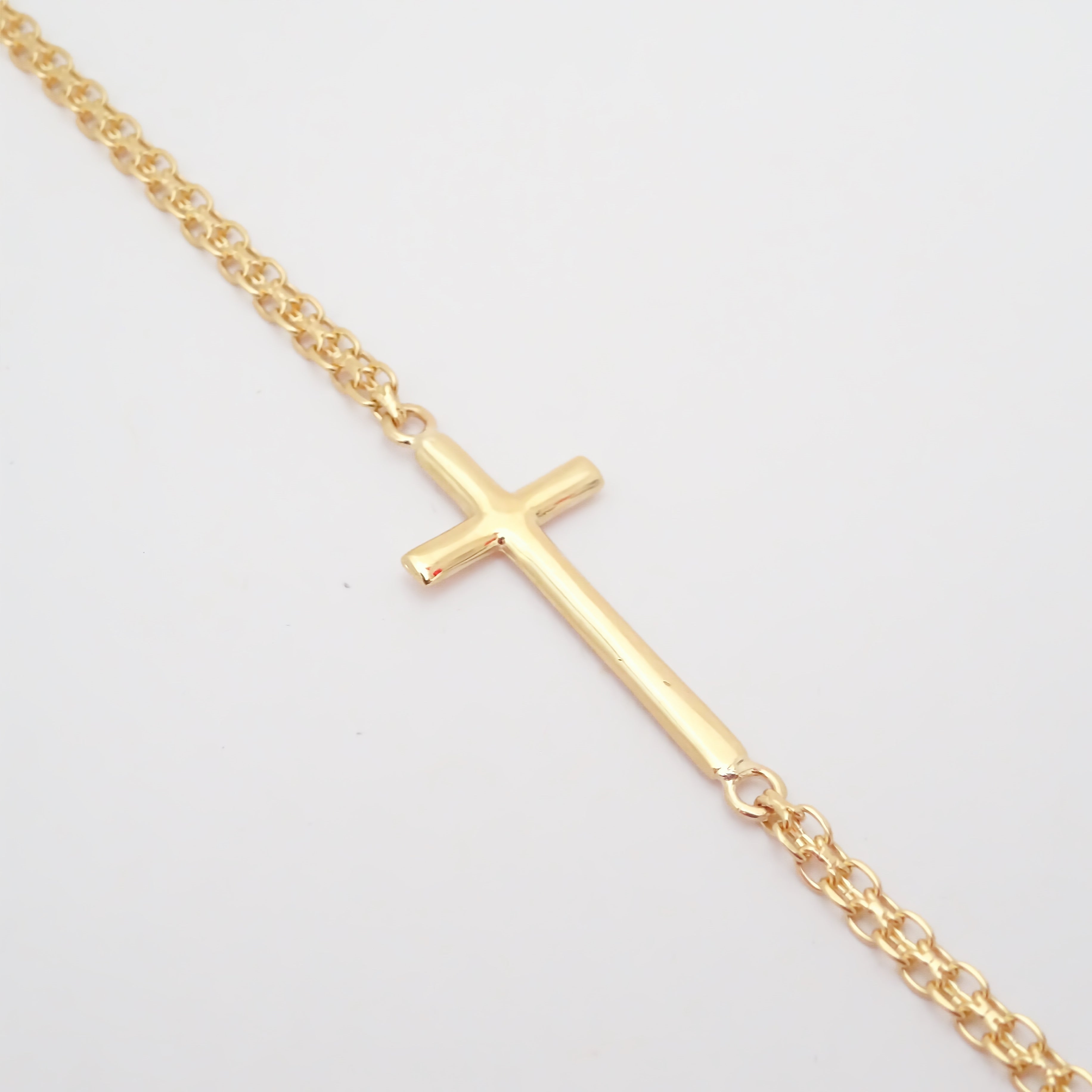 Amor Eterno - Pulsera Cruz / Oro Sólido 10k