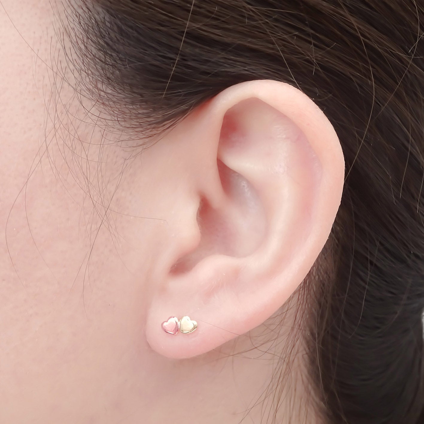 Amor Eterno - Broqueles Corazón Tu Y Yo / Aretes / Oro 10k