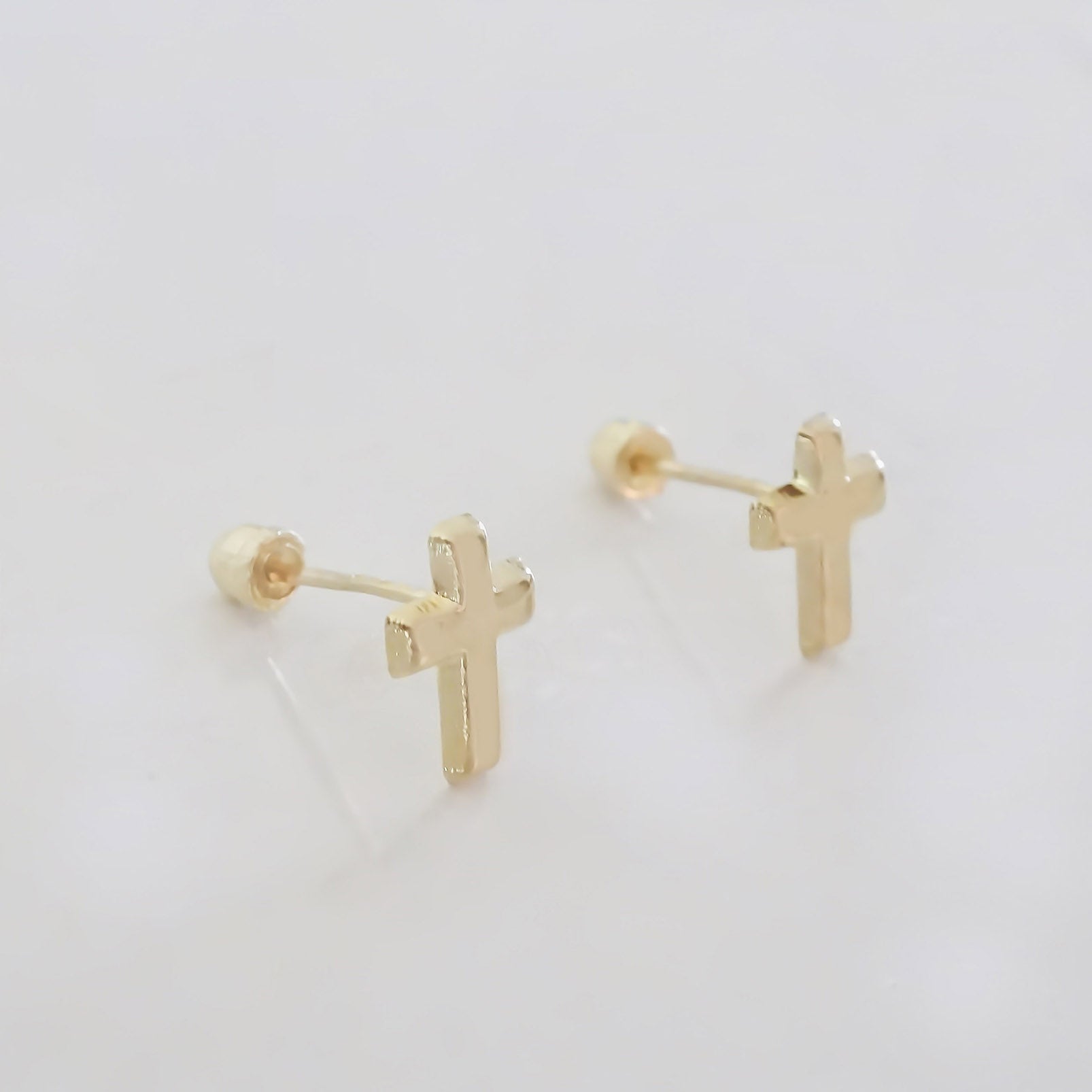 Amor Eterno - Broqueles Par Cruz / Aretes / Oro 10k