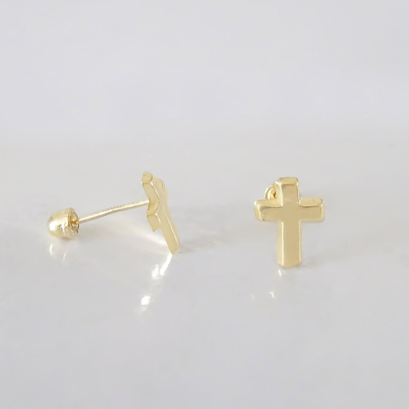 Amor Eterno - Broqueles Par Cruz / Aretes / Oro 10k
