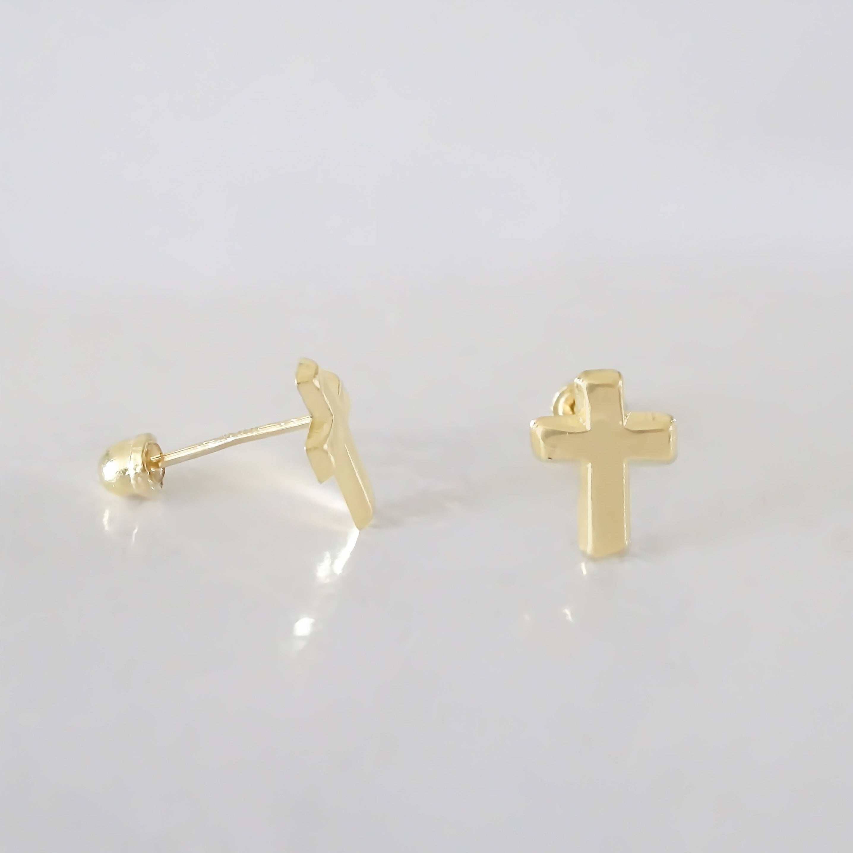 Amor Eterno - Broqueles Par Cruz / Aretes / Oro 10k