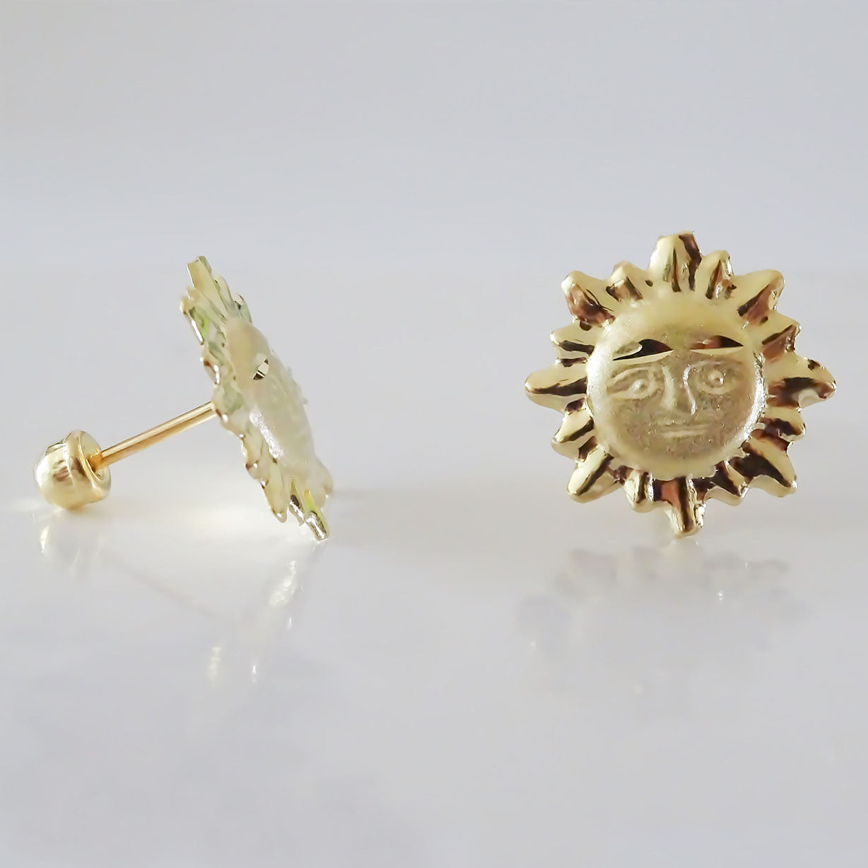 Amor Eterno - Broqueles / Aretes Par Oro 10k / Sol