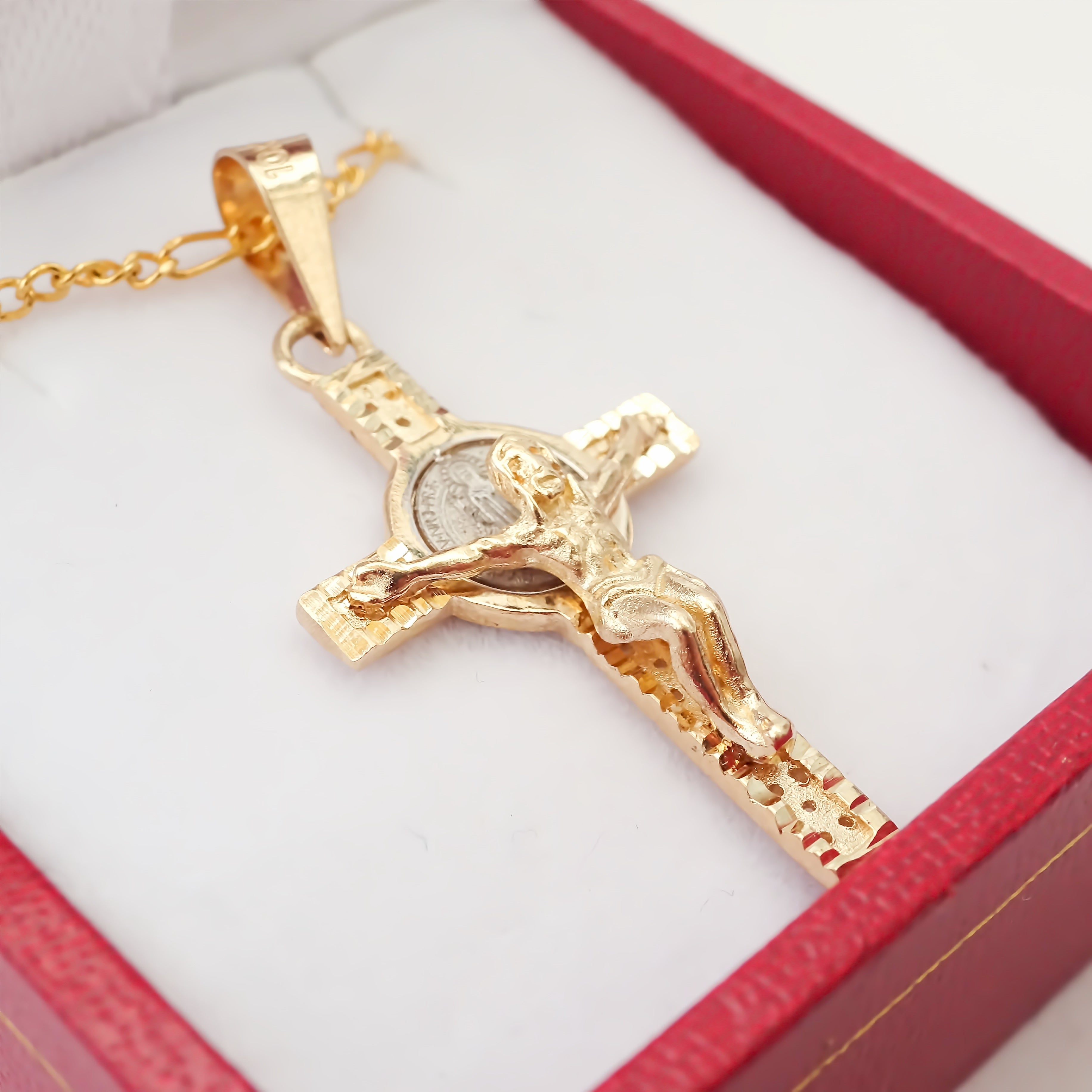 Amor Eterno - Dije / Cruz De San Benito* Oro 14k Solido