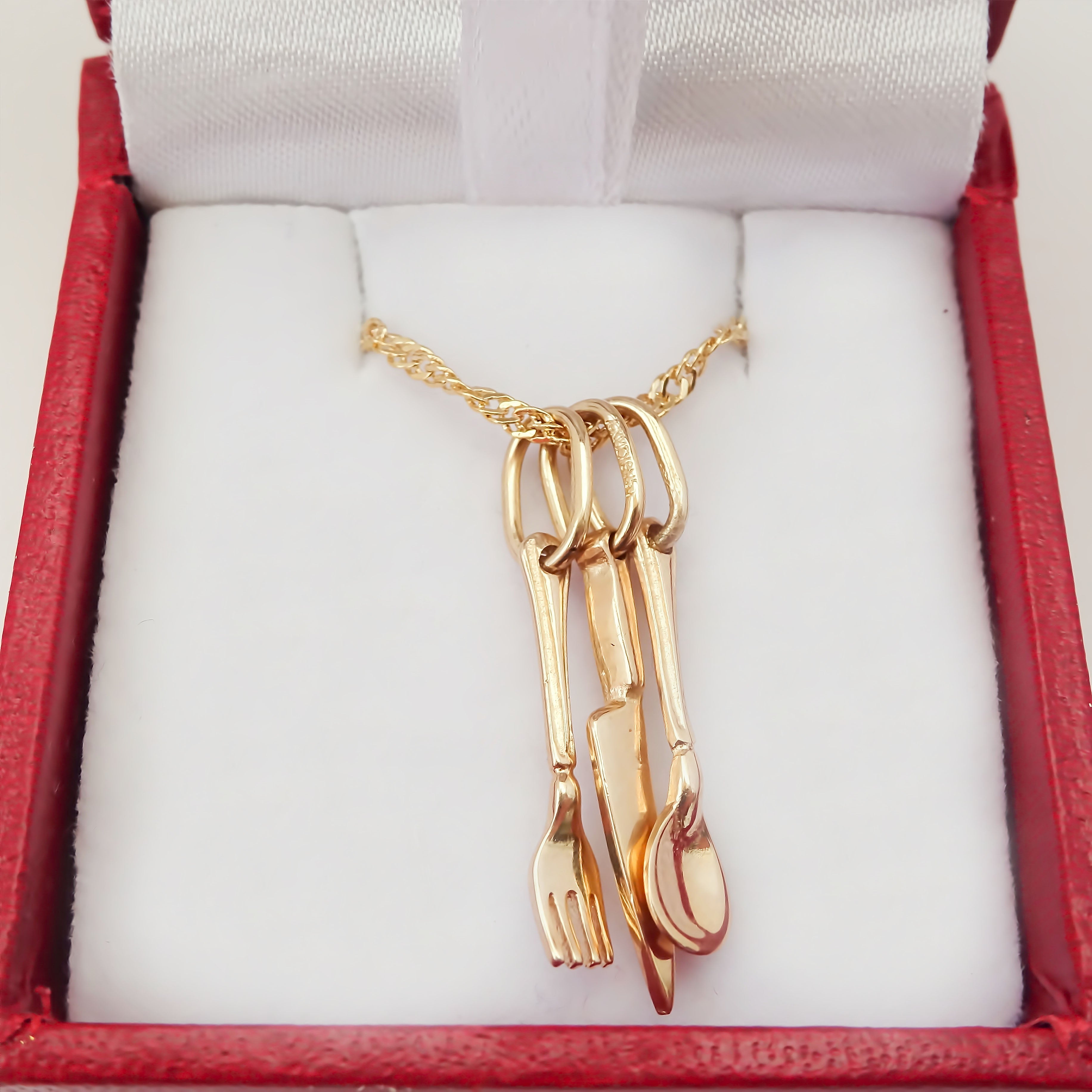 Amor Eterno - Dije Gastronomía Chef Oro Sólido 10k + Cadena de Regalo