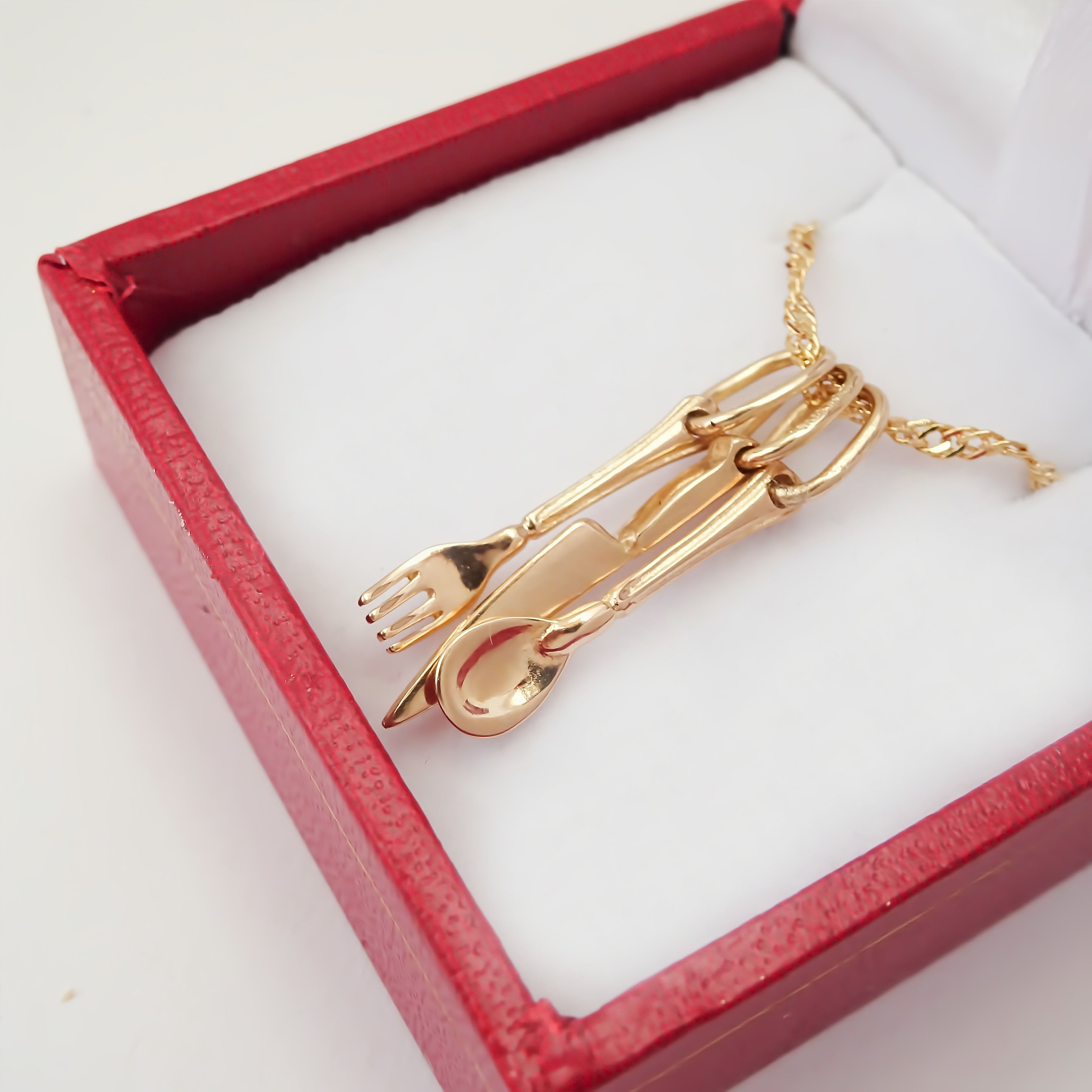 Amor Eterno - Dije Gastronomía Chef Oro Sólido 10k + Cadena de Regalo