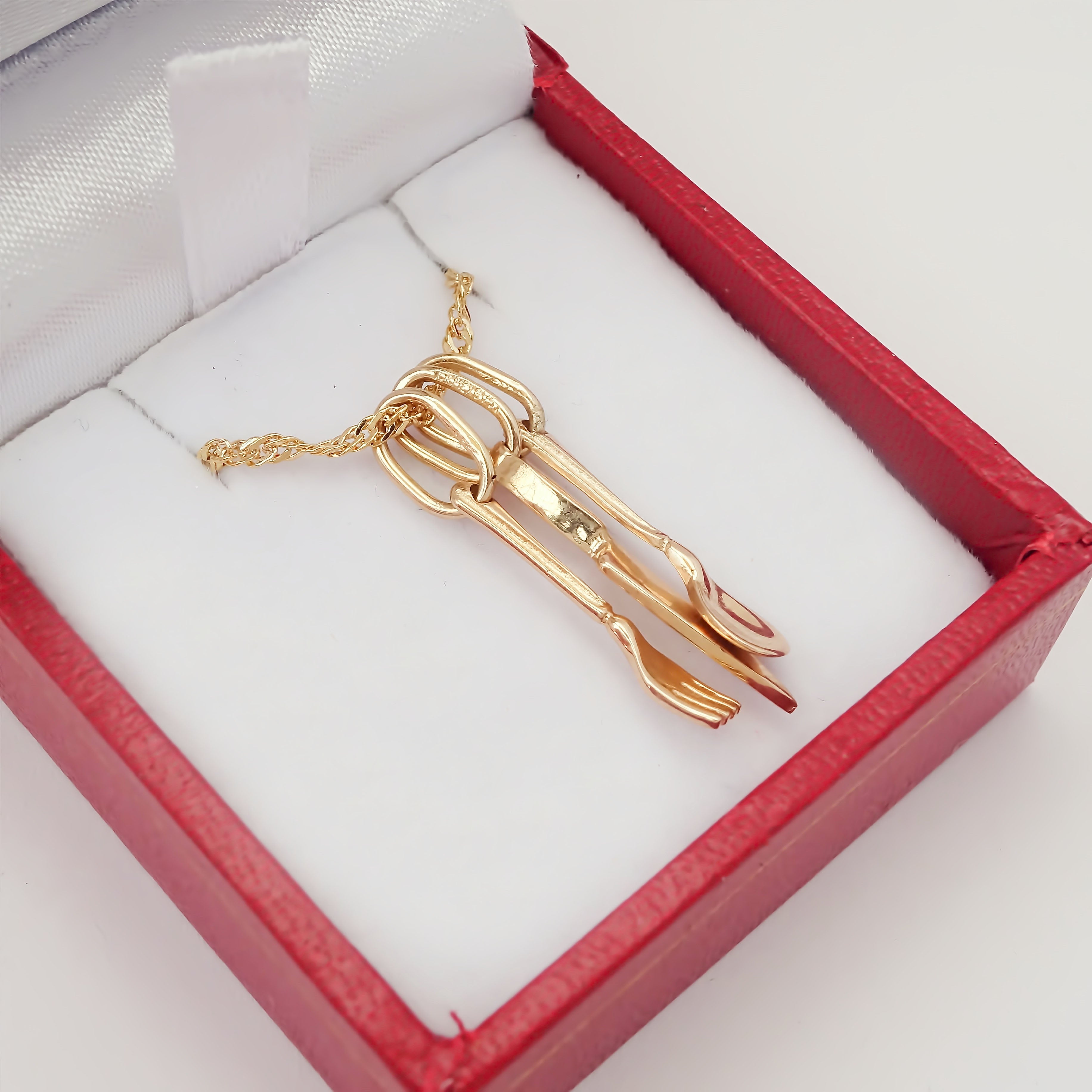 Amor Eterno - Dije Gastronomía Chef Oro Sólido 10k + Cadena de Regalo