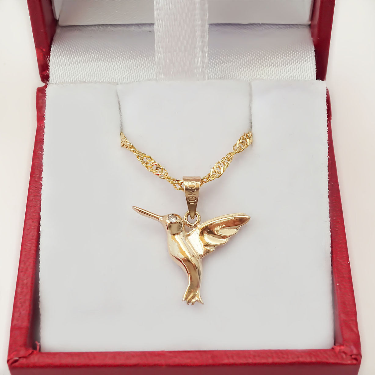 Amor Eterno - Dije Colibrí Oro Sólido 10k + Cadena Regalo