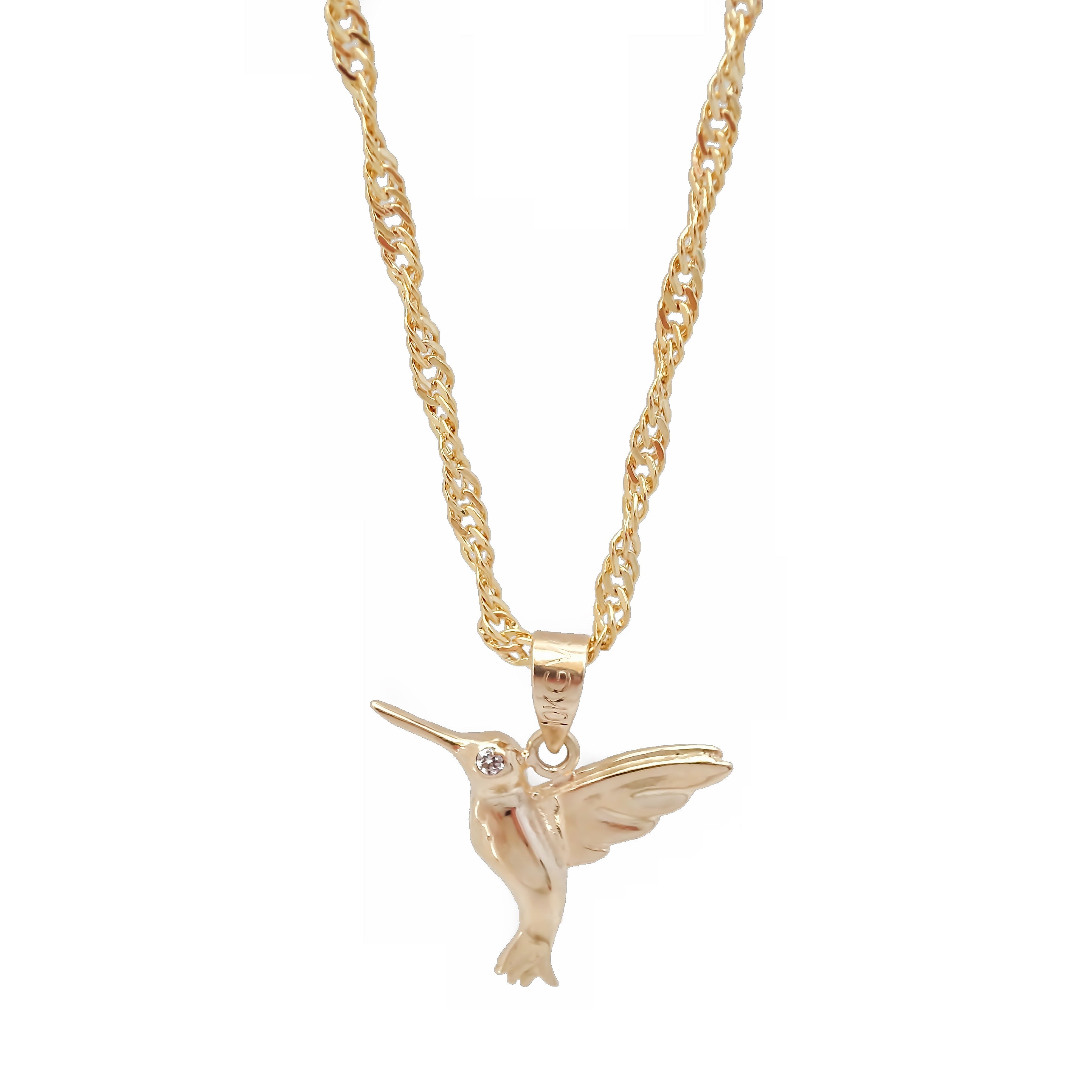 Amor Eterno - Dije Colibrí Oro Sólido 10k + Cadena Regalo