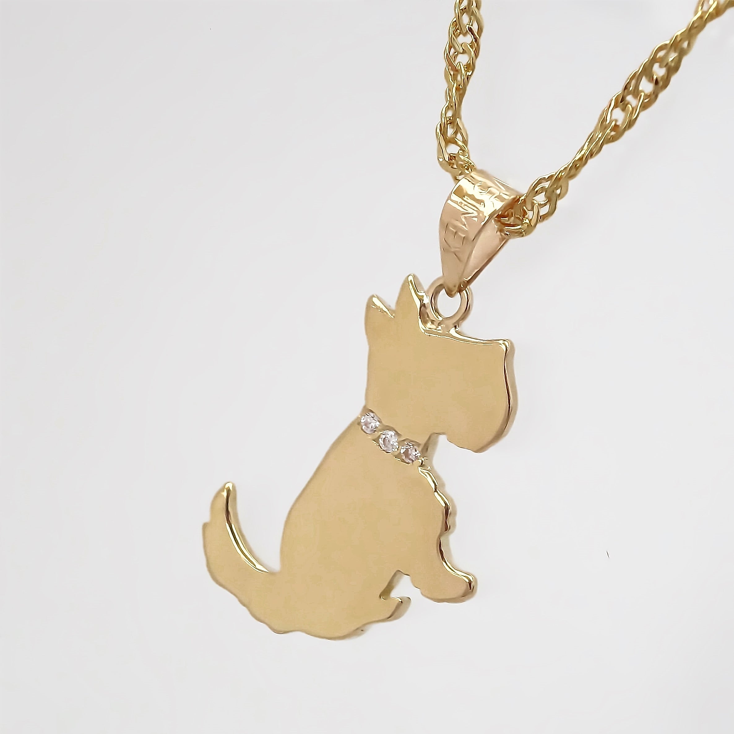 Amor Eterno - Dije Perrito Schnauzer Oro 14k + Cadena de Regalo