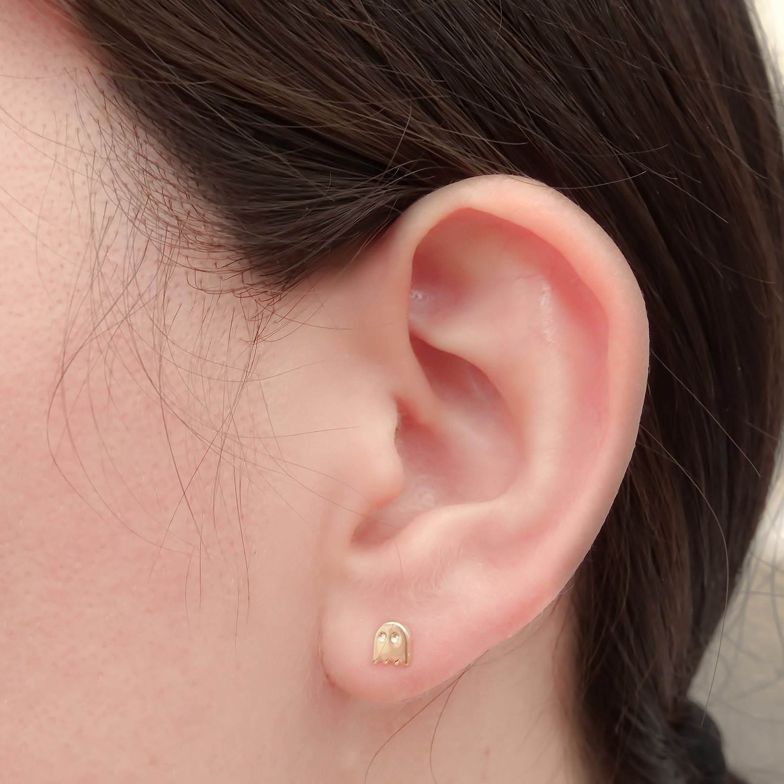 Amor Eterno - Broqueles Par Pacman Fantasma Aretes / Oro 10k