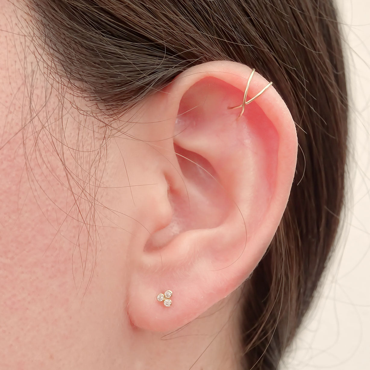 Amor Eterno - Earcuff X / Aretes Falsa Perforación / Oro 10k