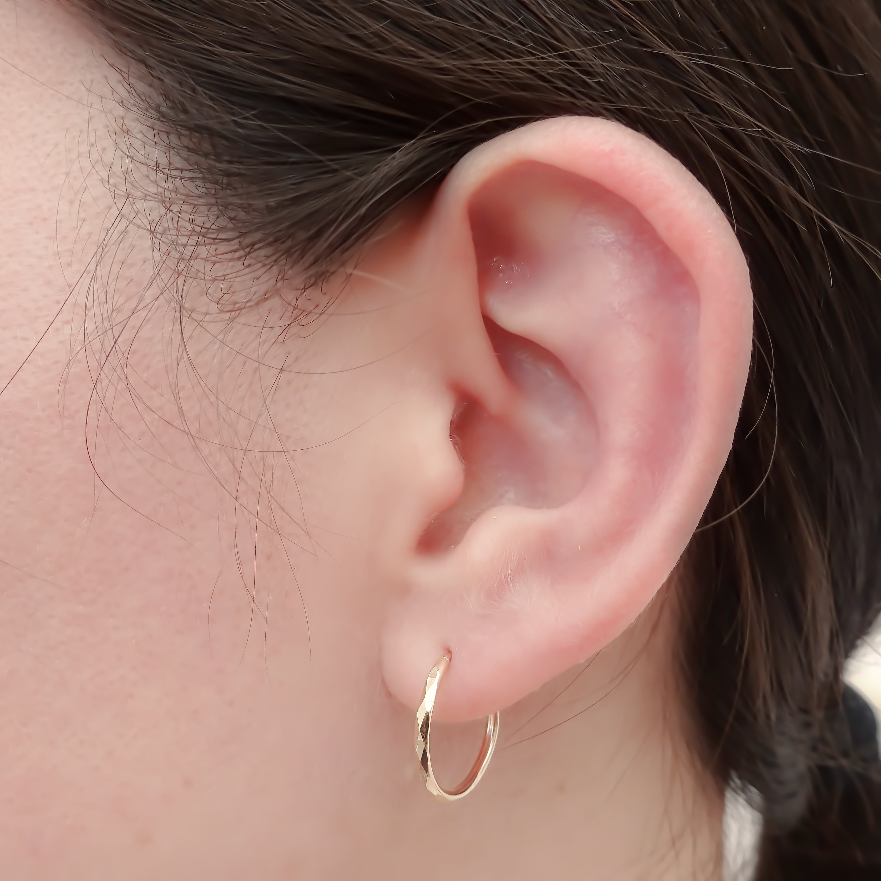 Amor Eterno - Arracadas Piercing / Facetado Grande Oro 10k