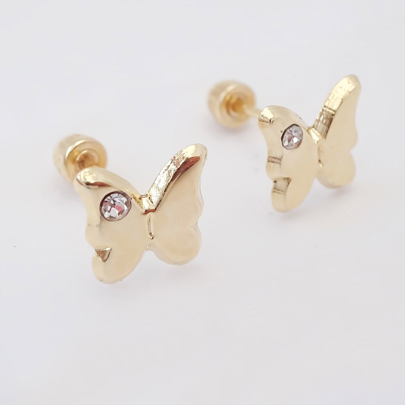 Amor Eterno - Broqueles Mariposa / Aretes / Oro Sólido 10k