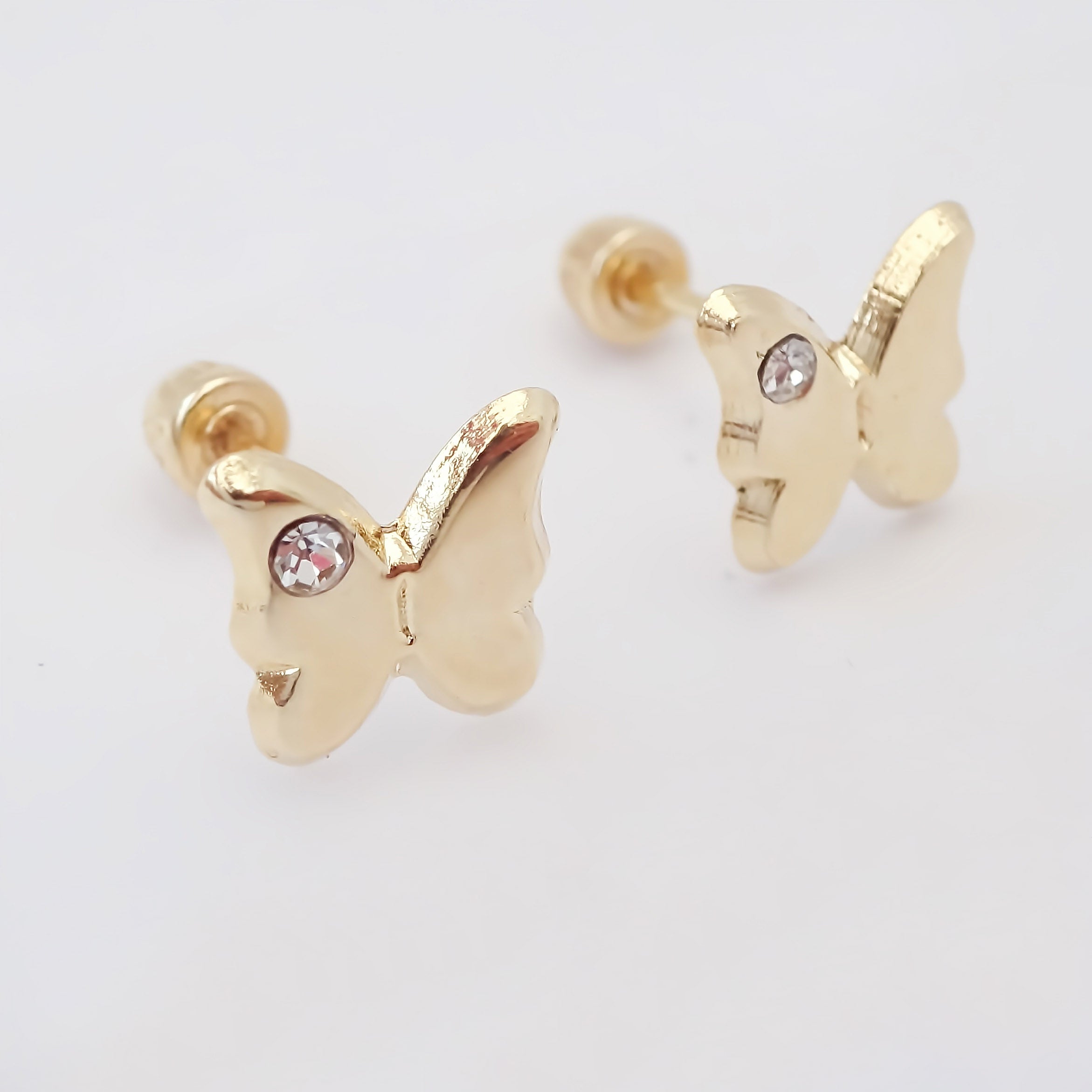 Amor Eterno - Broqueles Mariposa / Aretes / Oro Sólido 10k