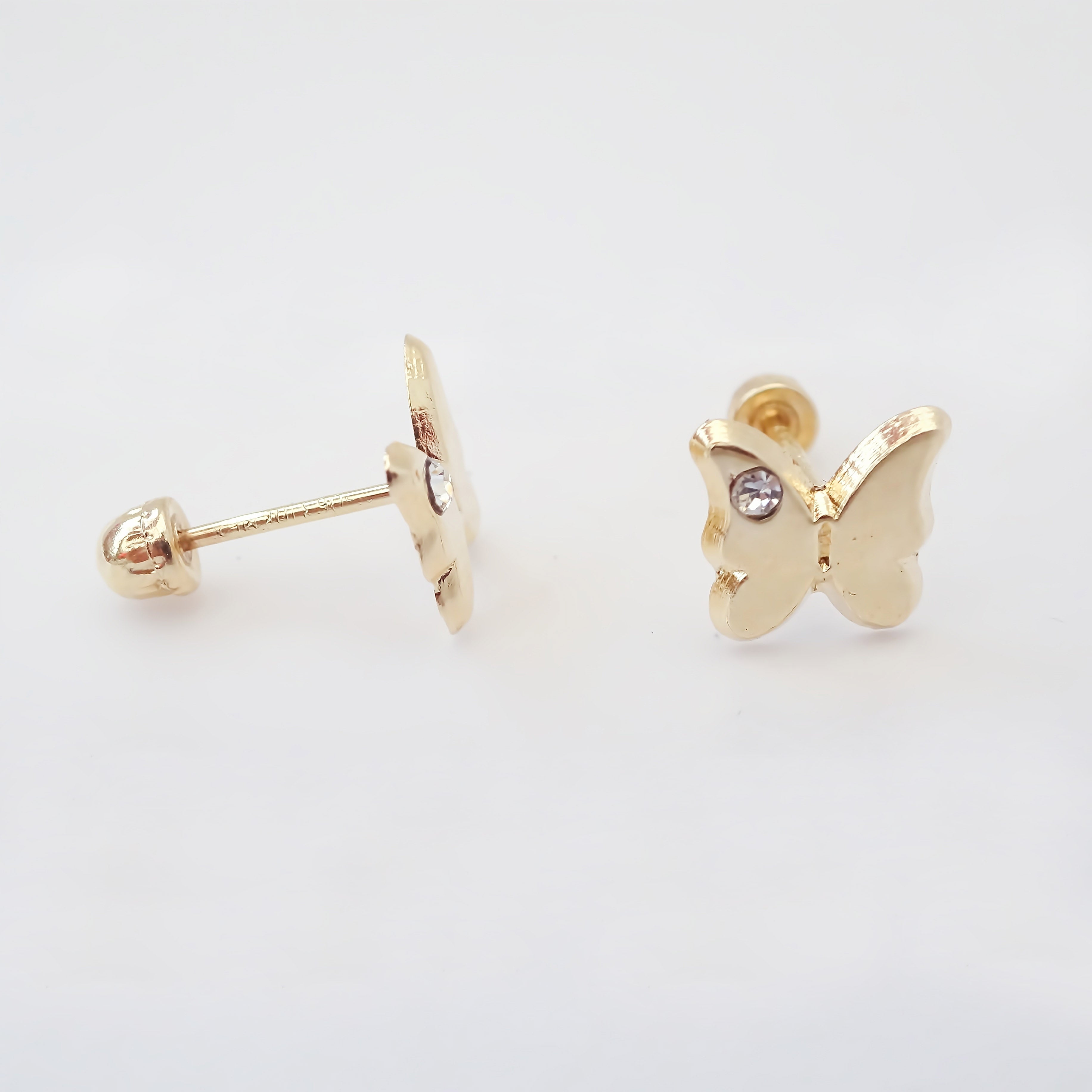 Amor Eterno - Broqueles Mariposa / Aretes / Oro Sólido 10k