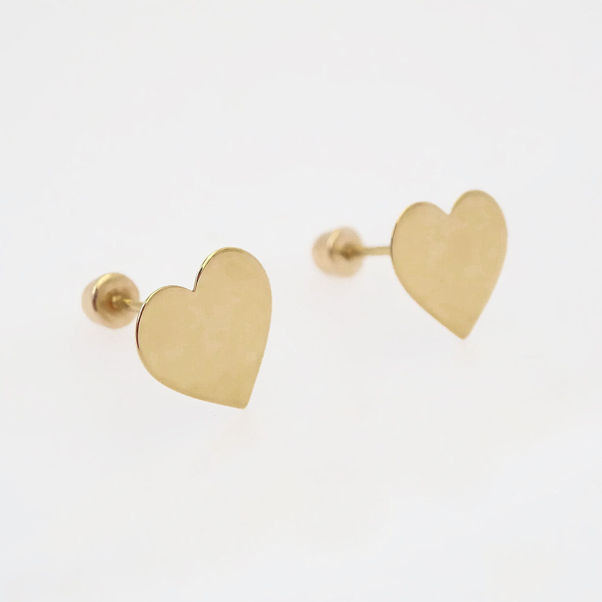 Amor Eterno - Broqueles Tachuela / Aretes / Oro Sólido 10k / Corazón