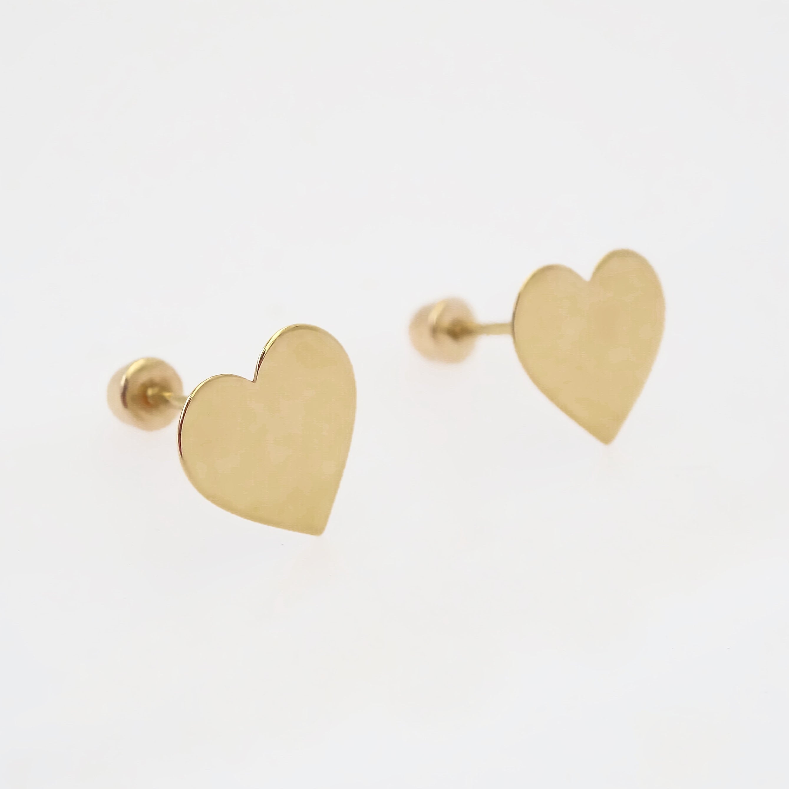 Amor Eterno - Broqueles Tachuela / Aretes / Oro Sólido 10k / Corazón