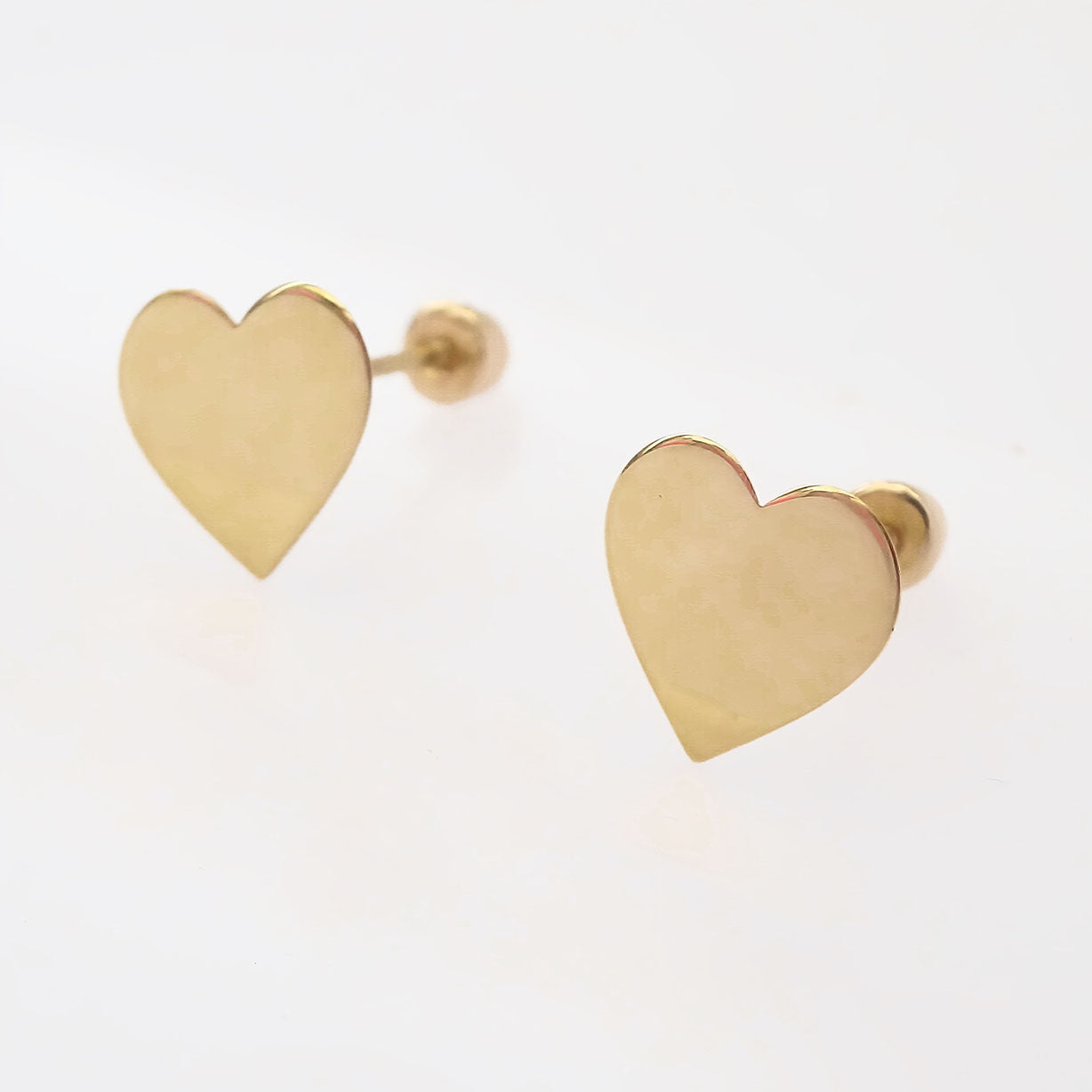 Amor Eterno - Broqueles Tachuela / Aretes / Oro Sólido 10k / Corazón