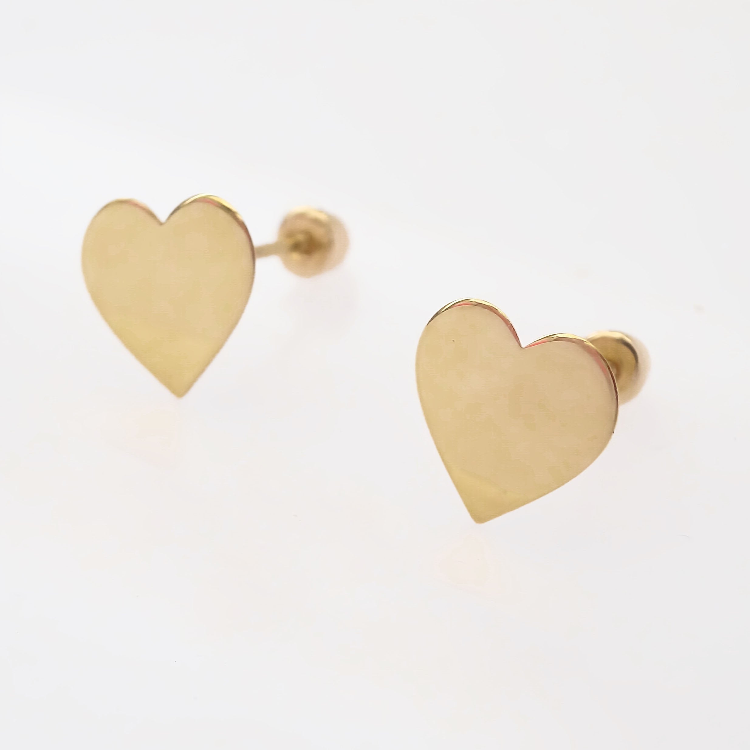 Amor Eterno - Broqueles Tachuela / Aretes / Oro Sólido 10k / Corazón