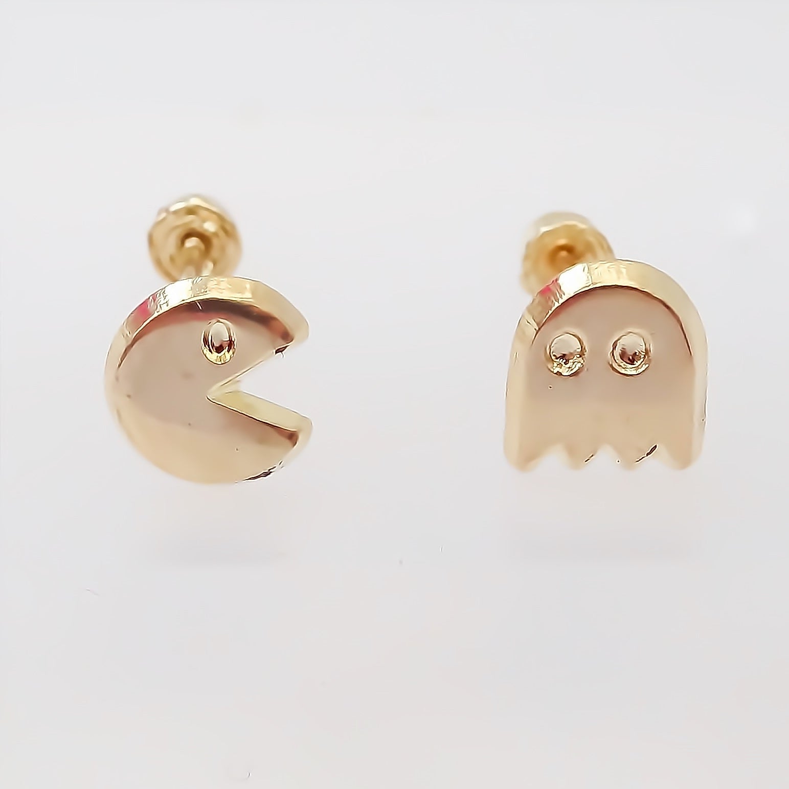 Amor Eterno - Broqueles Par Pacman Fantasma Aretes / Oro 10k