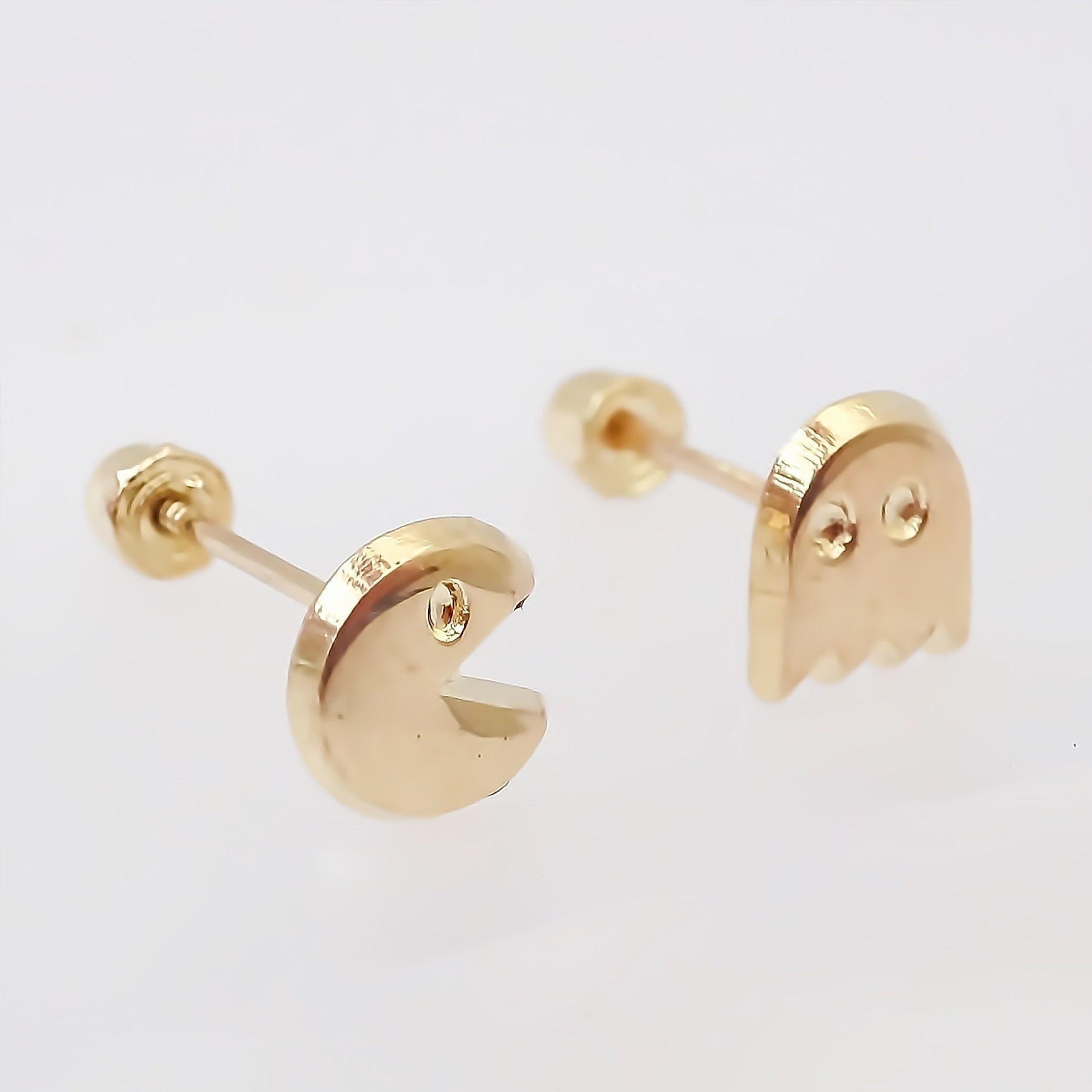 Amor Eterno - Broqueles Par Pacman Fantasma Aretes / Oro 10k