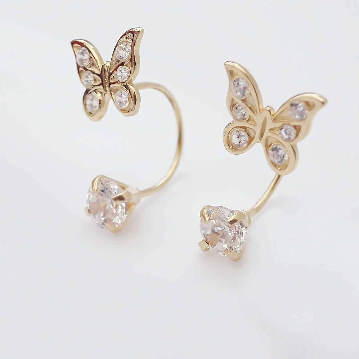 Amor Eterno - Broqueles Mariposa / Aretes / Oro Sólido 10k